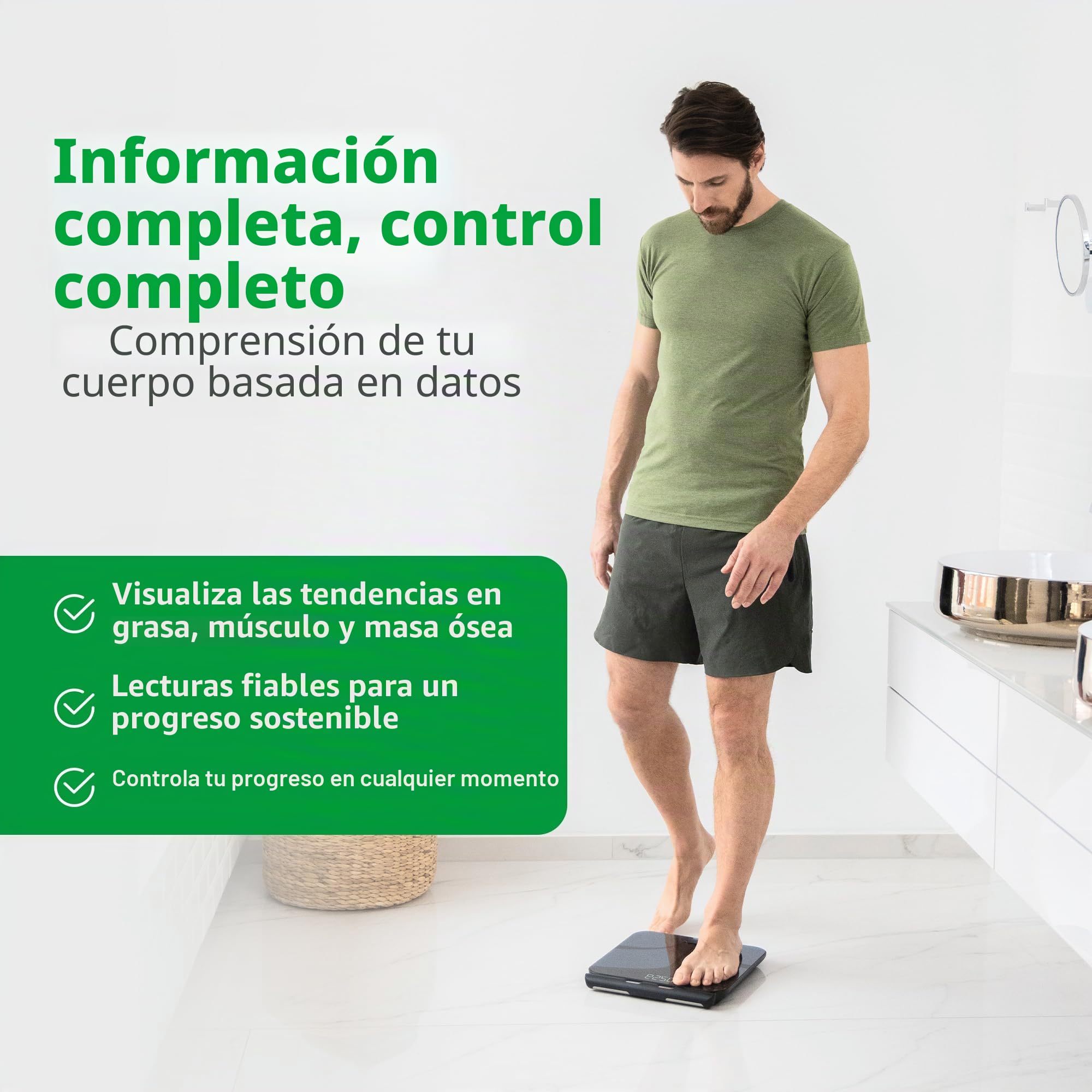 medisana BS 850 connect báscula de análisis corporal con 8 electrodo | con sensores manuales, medición de peso, grasa corporal, masa muscular, bascula de baño con conexión a aplicación