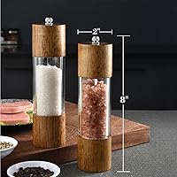 Vista 2 de Molinillo acrílico avanzado de sal y pimienta, molinillo de pimienta de madera, molinillo de cerámica duradero con grosor ajustable para moler