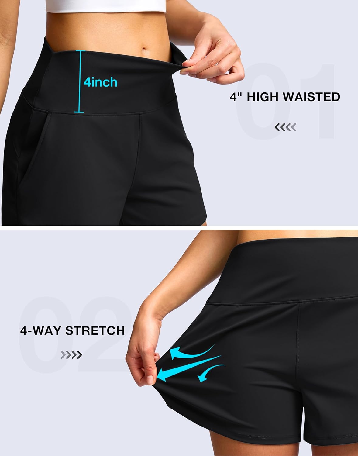Soothfeel High Waisted Athletic Running Shorts for Women 3.5"/5" Tummy Control Workout Gym Hiking Shorts with Pockets - Image 5