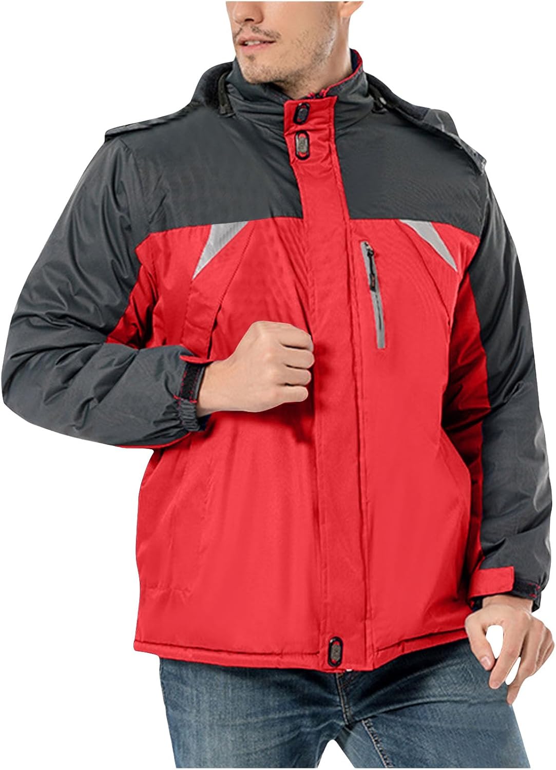 Akklian Men's Winter Coats Water Resistant Snow Skiing Jacket Warm Fleece Jacket Parka Raincoats for Outdoor Hiking Climbing
