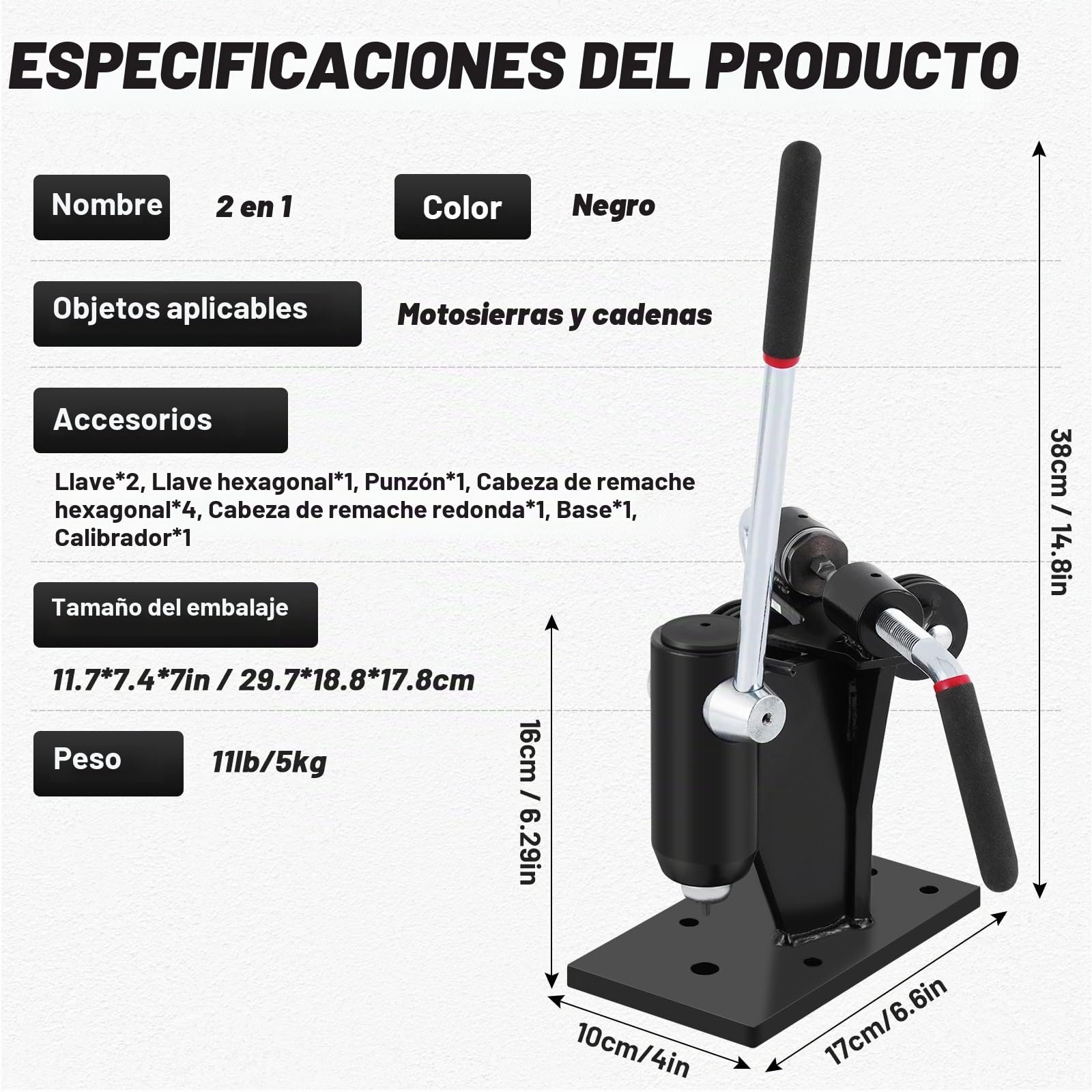 YUCHENGTECH Rompedor y Giratorio de Remaches 2 en 1 | Derivadora y Remachadora Universal para la Mayoría de Cadenas de Motosierra