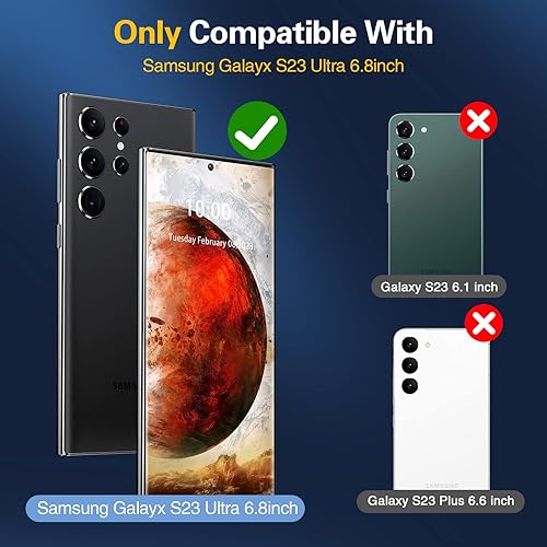 Vista 45 de Oterkin Funda transparente para Samsung Galaxy S23 Plus, [20X antiamarilleamiento] S23 Plus con 2 protectores de pantalla de vidrio templado, 4