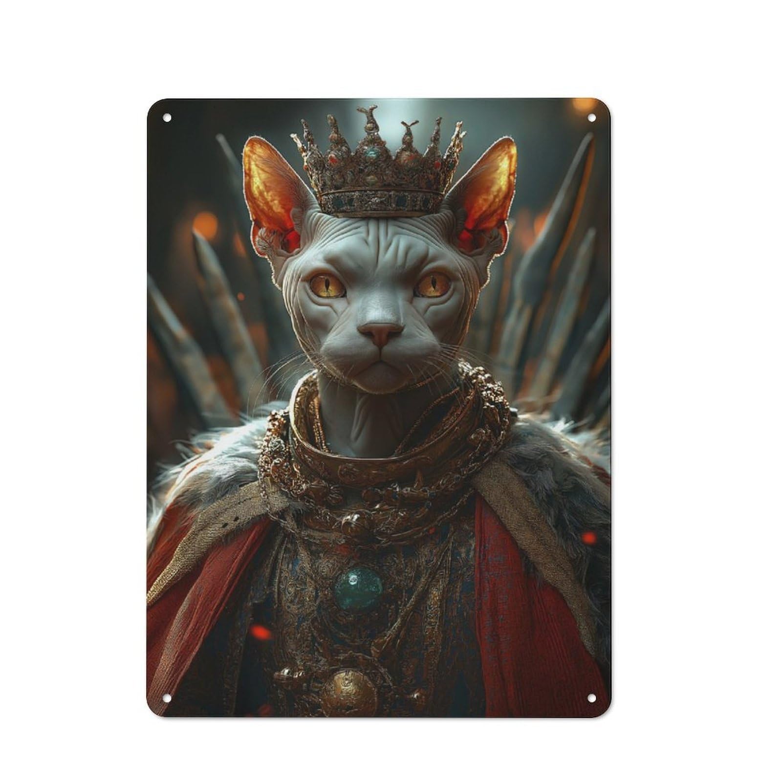 Junmoney Sphynx King Old Style Vintage Metal Sign 40X30cm, Bar Wall Plaque For Pub, Home Bar, Shed Or Man Cave