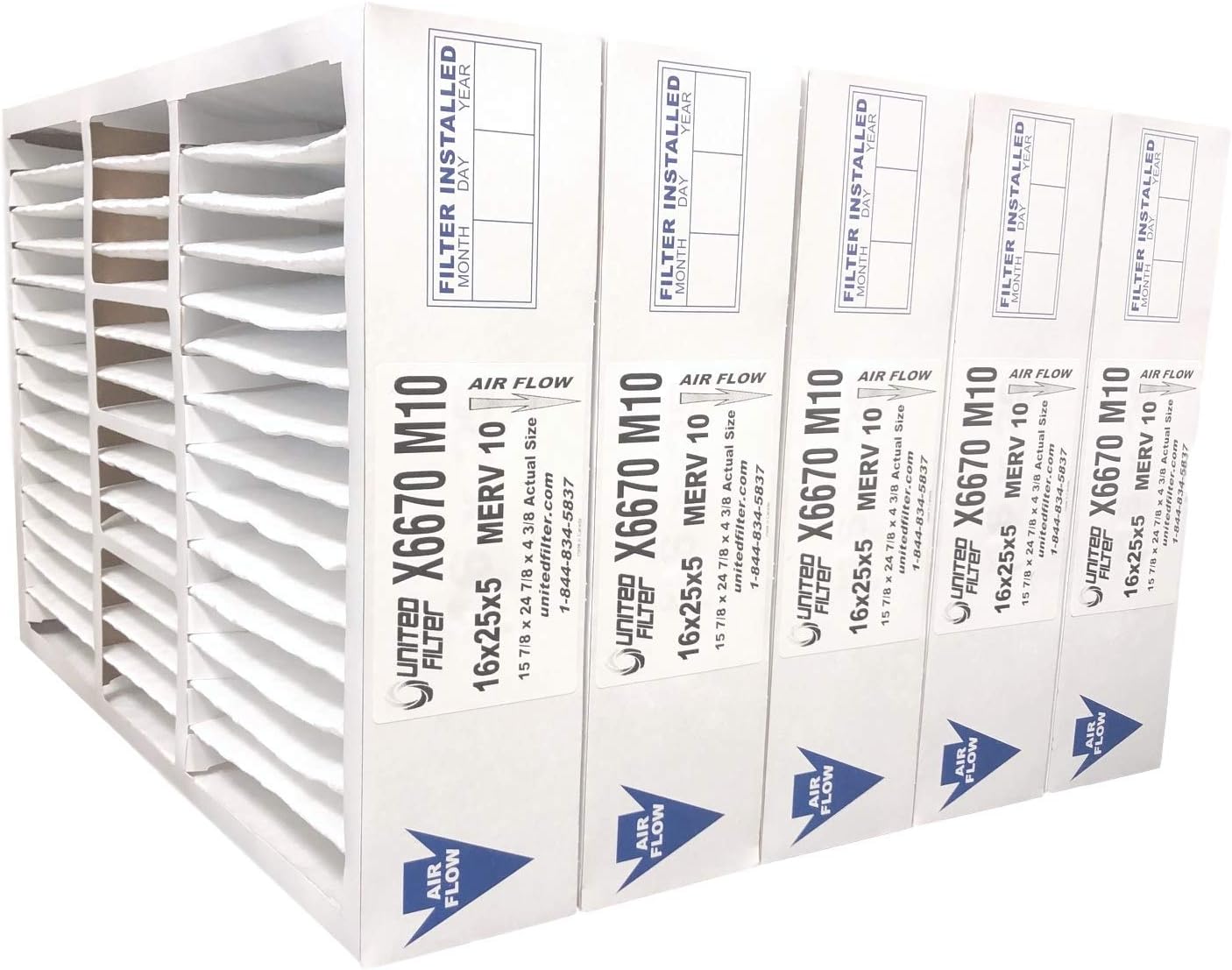 United Filter Compatible X6670 16x25x5 MERV 10 Furnace Air Filter (Case
