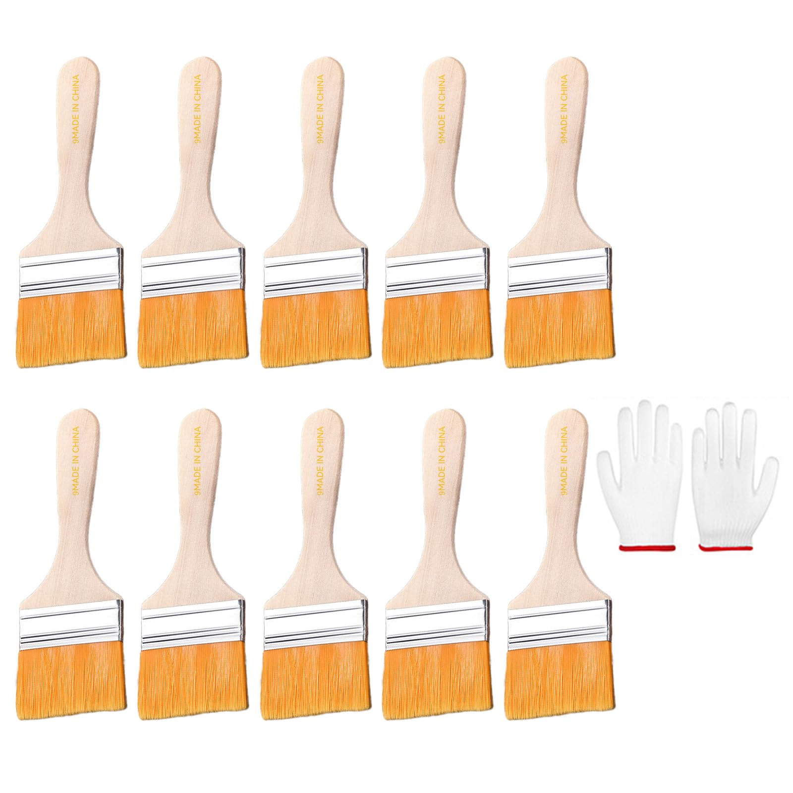 10 pennelli con setole morbide e manico in legno, include 1 paio di guanti per armadi da parete e bordi, strumenti per la pulizia della casa