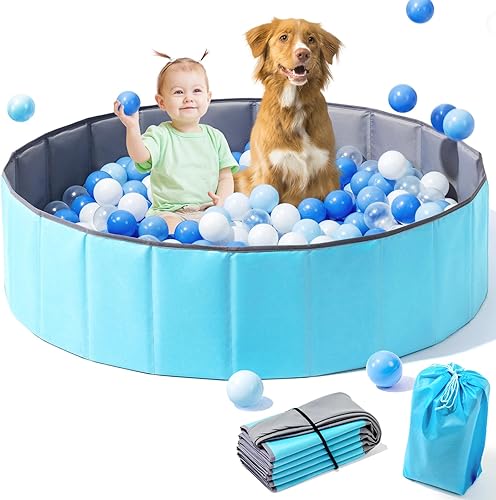 Hikiddy Piscina de bolas grande para niños pequeños  Piscina de pelotas para bebés de 44 pulgadas con alfombra de juego desplegable, portátil y