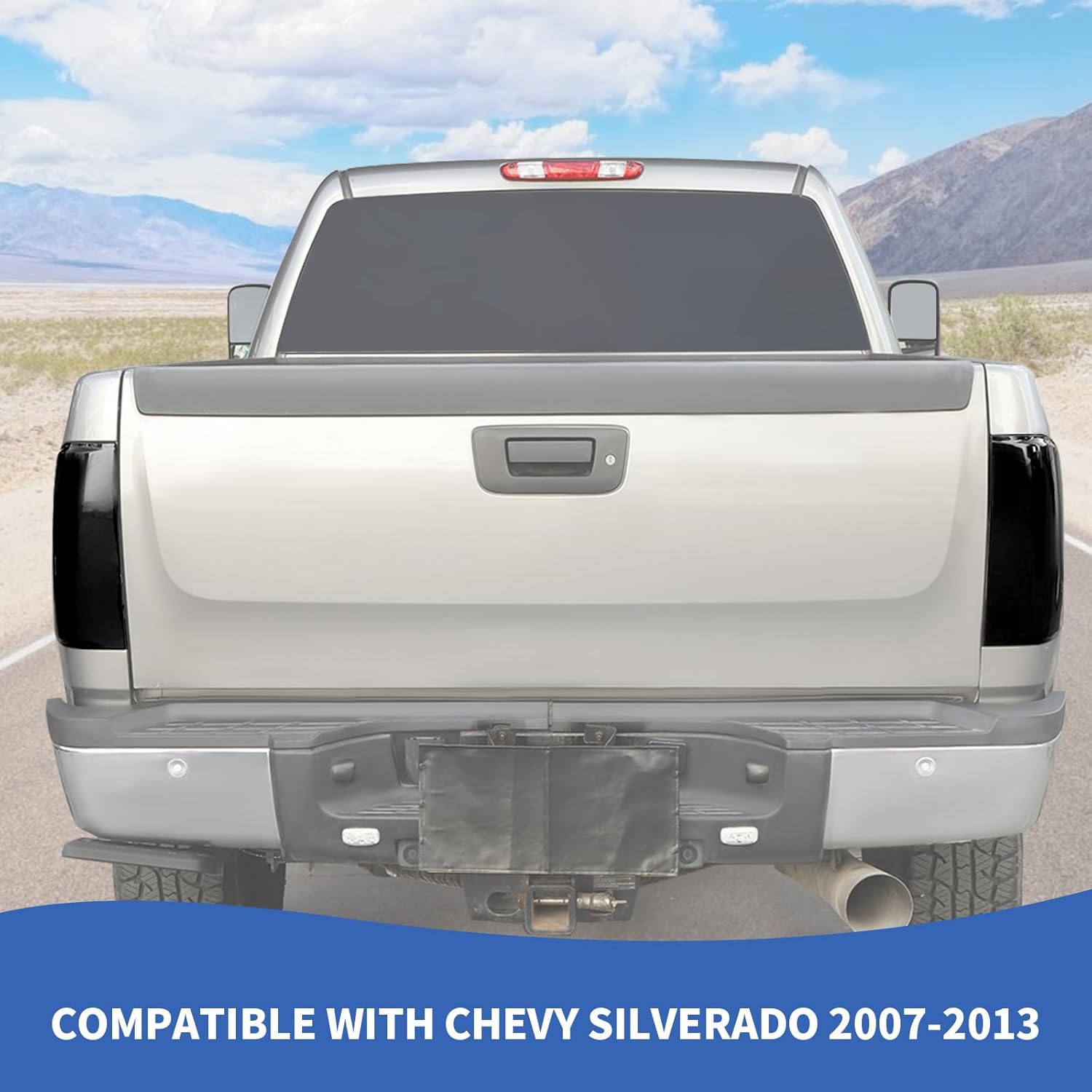 Smoked Tail Light Cover Rear Light Lamp Trim Guards Compatible with Chevy Silverado & GMC-Sierra 2007-2013, Smoke Black