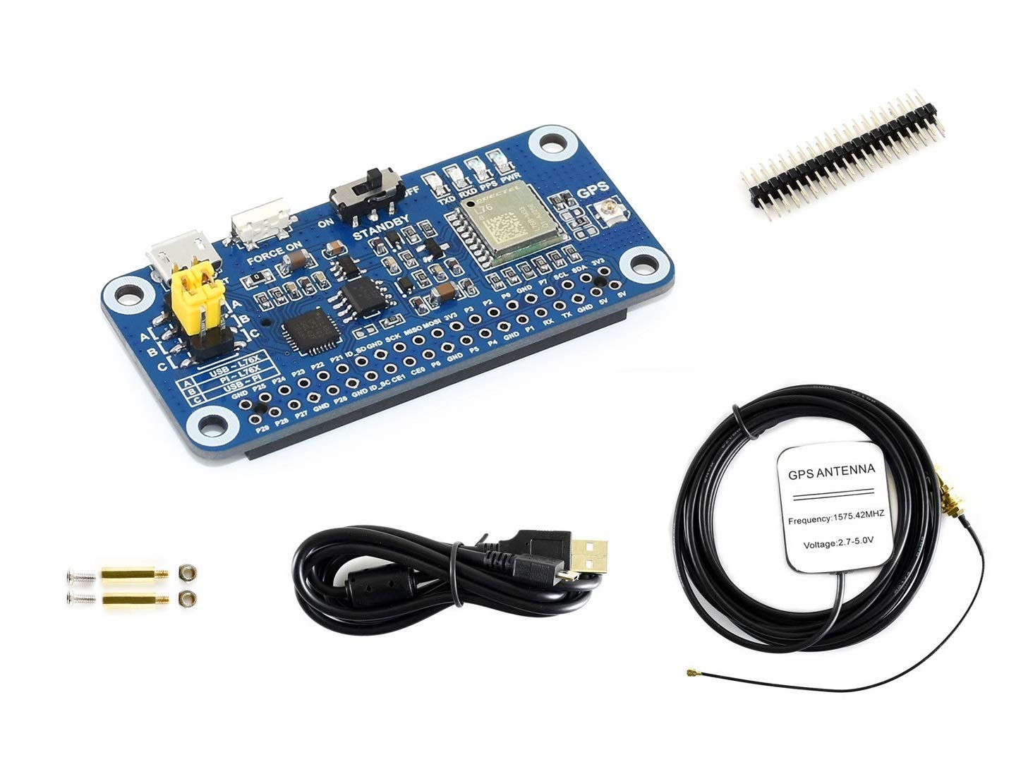 waveshare L76X Multi-GNSS HAT GPS BDS QZSS Module with GPS External Antenna for Raspberry Pi, Support GPS L1 BD2 B1 Band 4800~115200bps UART Communication Baudrate