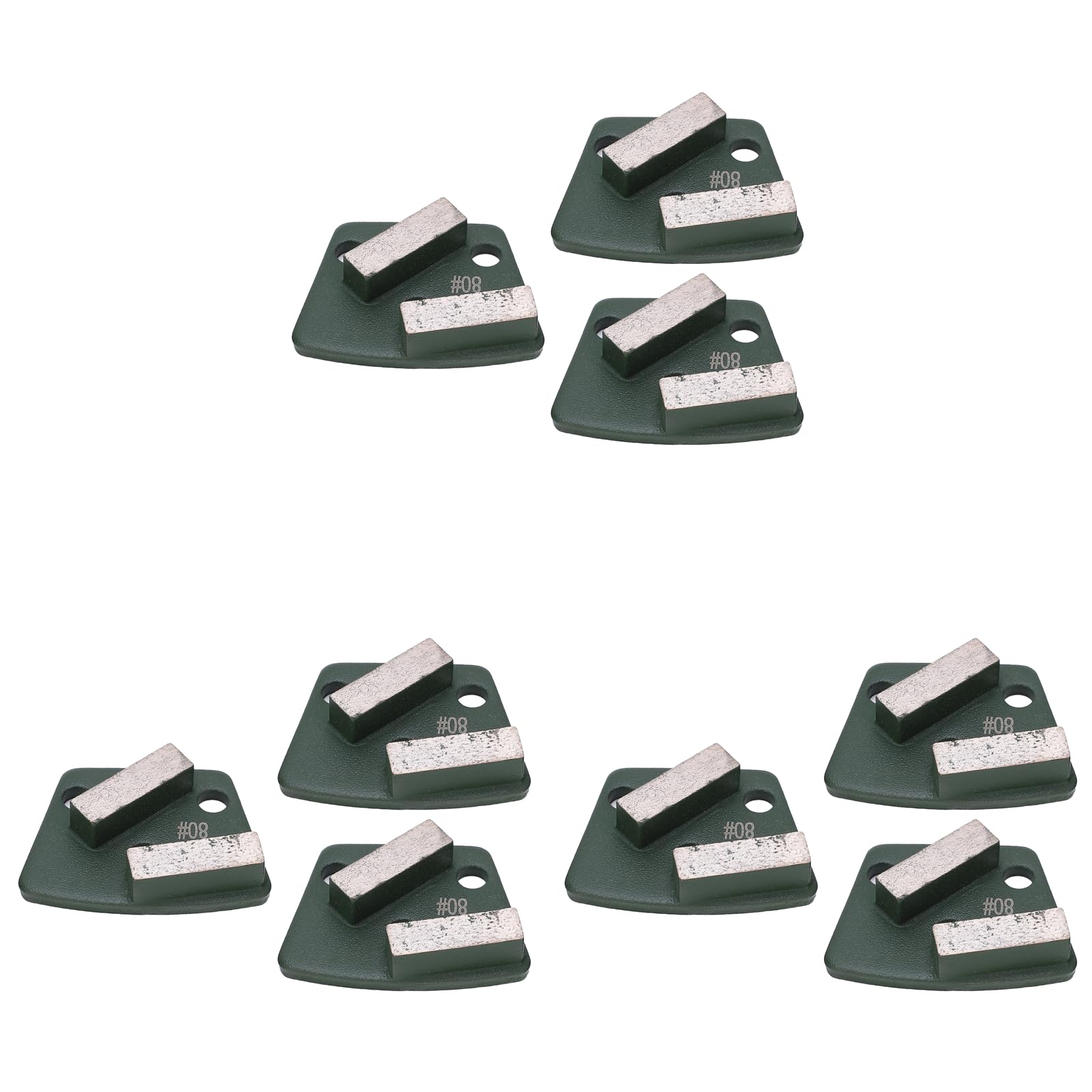 Garosa 9 Uds., 2 Dientes, Verde, 80#, Zapatos de Molienda de Diamante, Suelo de Hormigón Trapezoidal, Corte Agresivo, Aplicable a Todas Las Amoladoras de Hormigón
