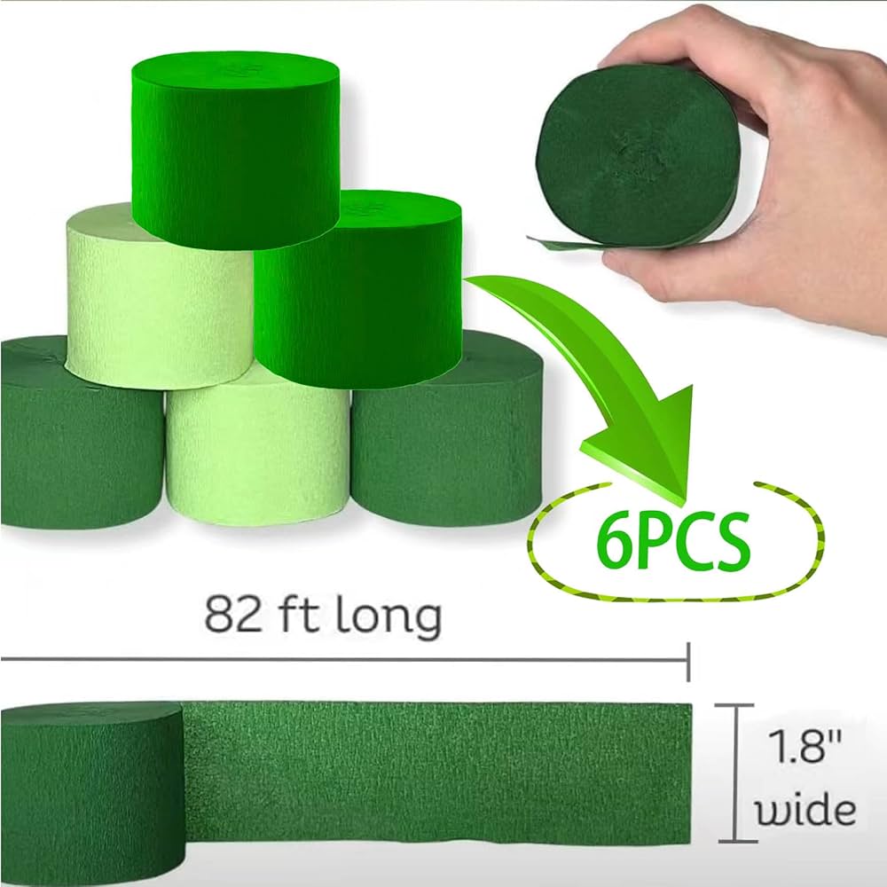 Hanging Crepe Paper Streamer Decoration, Green, 81-ft, St