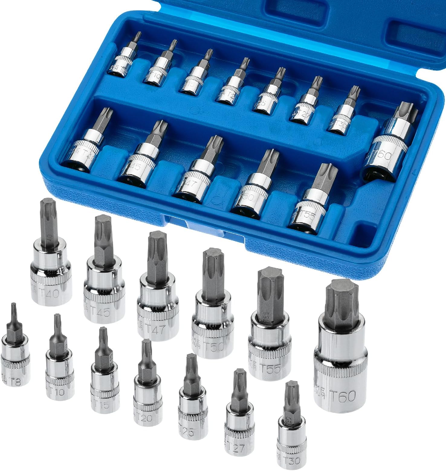 Bates Torx Bit Set - 13 Piece Socket Set, T8-T60, Star & Torx Bits