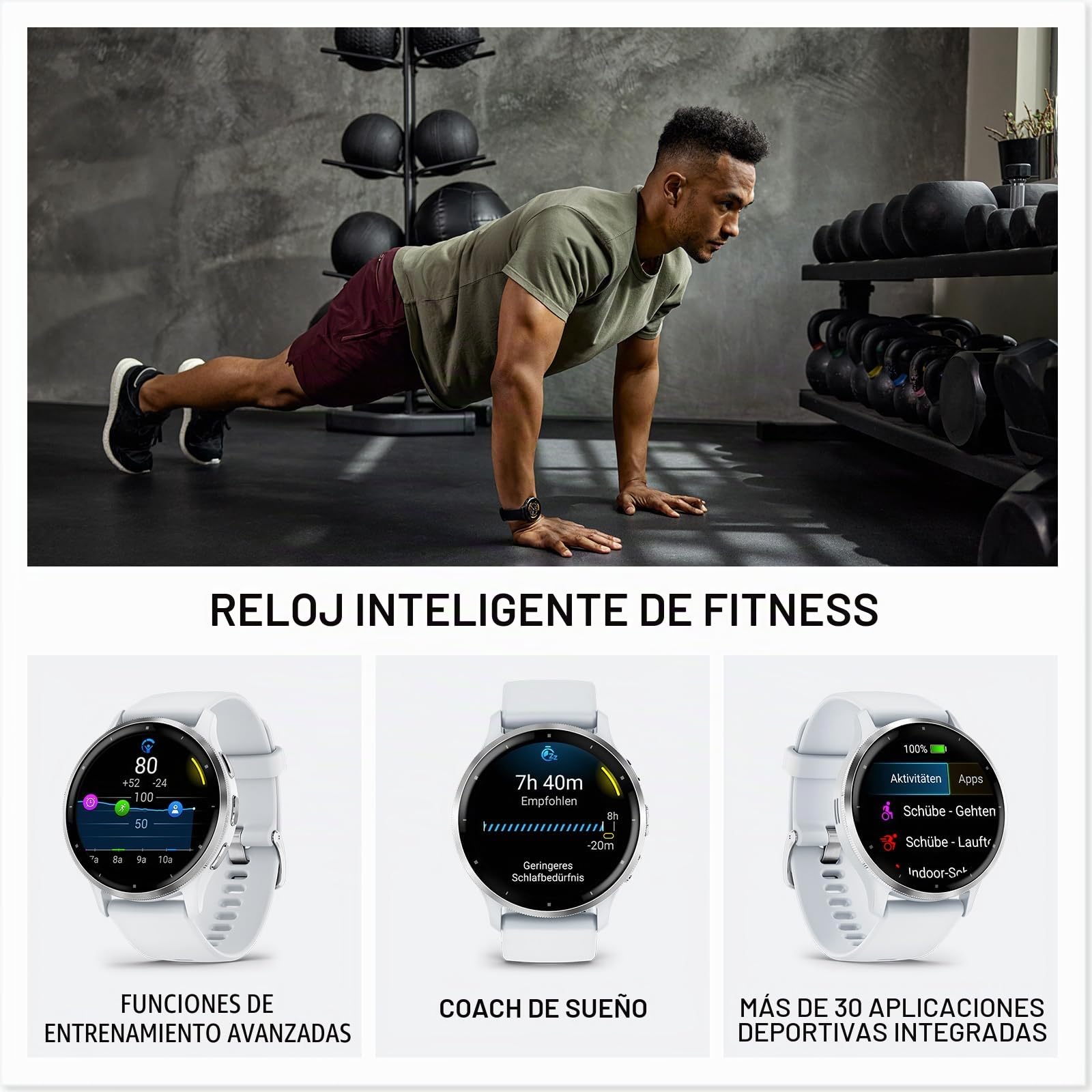 Garmin Venu 3, Smartwatch Premium con GPS, AMOLED, Funciones avanzadas de Salud y Forma física, más de 30 Aplicaciones Deportivas, 14 días de autonomía, Blanco (Reacondicionado)