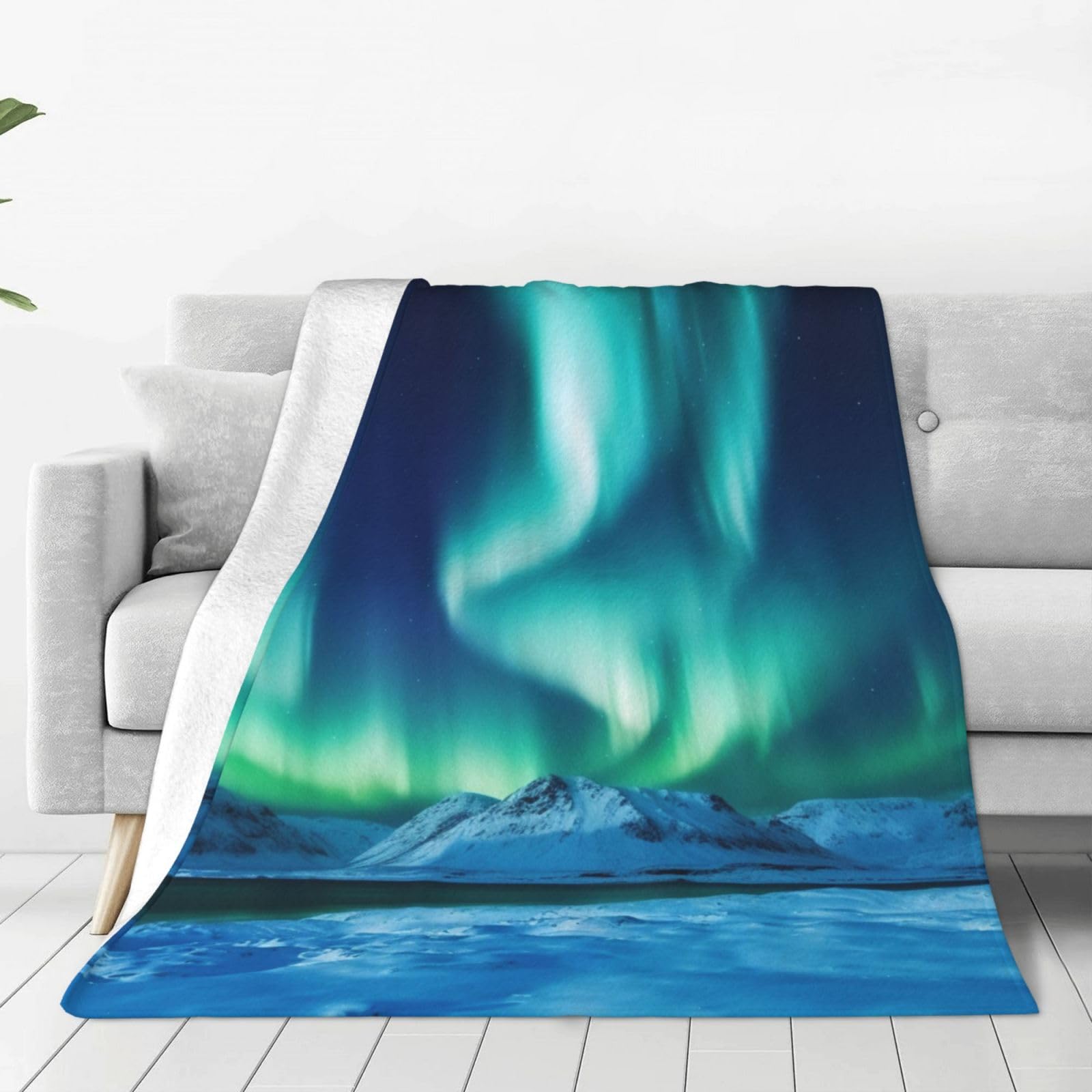 KLOPH Northern Lights Throw Blanket 80"x60" Flannel Fluffy Warm Blanket for Couch, Reversible Plush Blankets for Bed, Comfy Fuzzy Blanket for Sofa, Plush Lightweight-Blankets for All Season