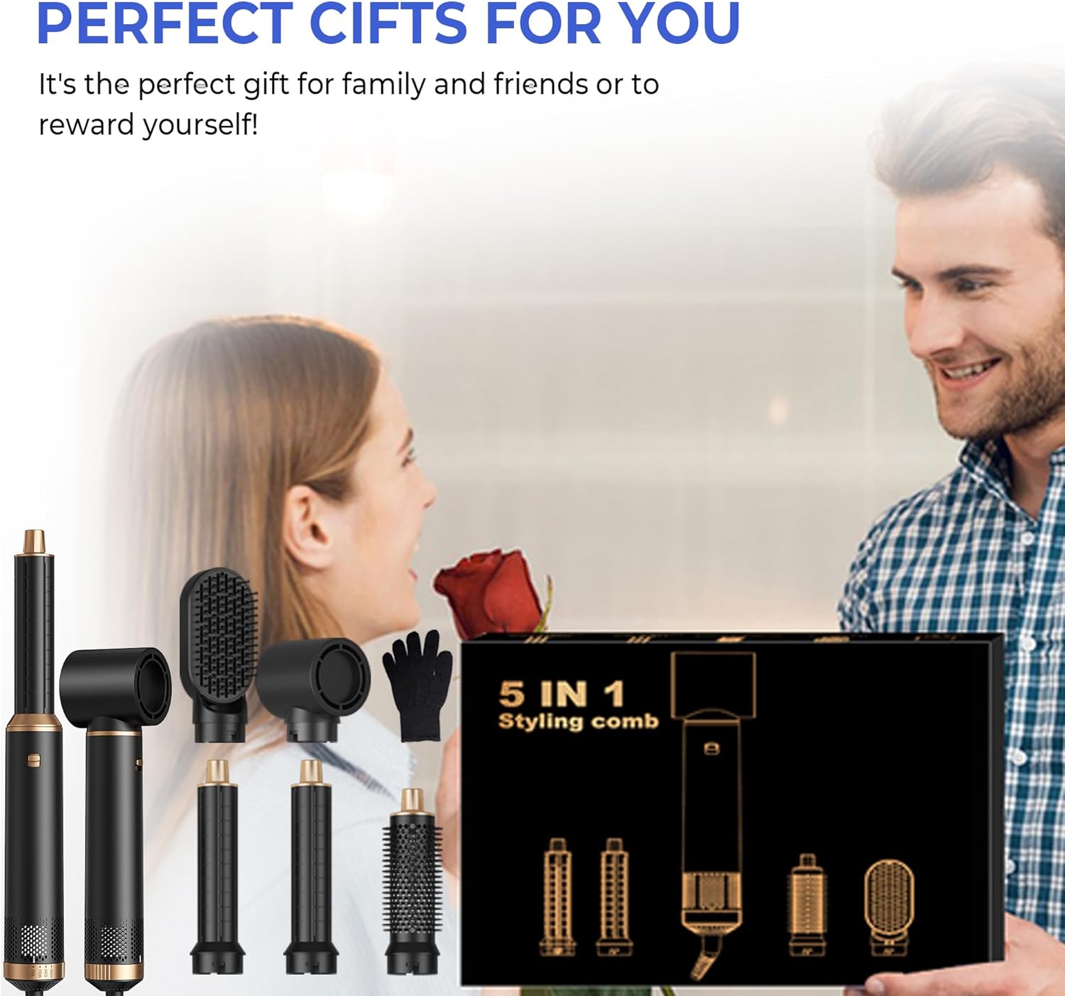 5 in 1 Hair Dryer Brush, Negative Ion Air Styler Wrap Hair Styler Upgrade Blow Dryer Brush Air Curler for Hair, Blowout Brush Set As A Gift for Straight/Curl/Drying/Smoothing - Image 9