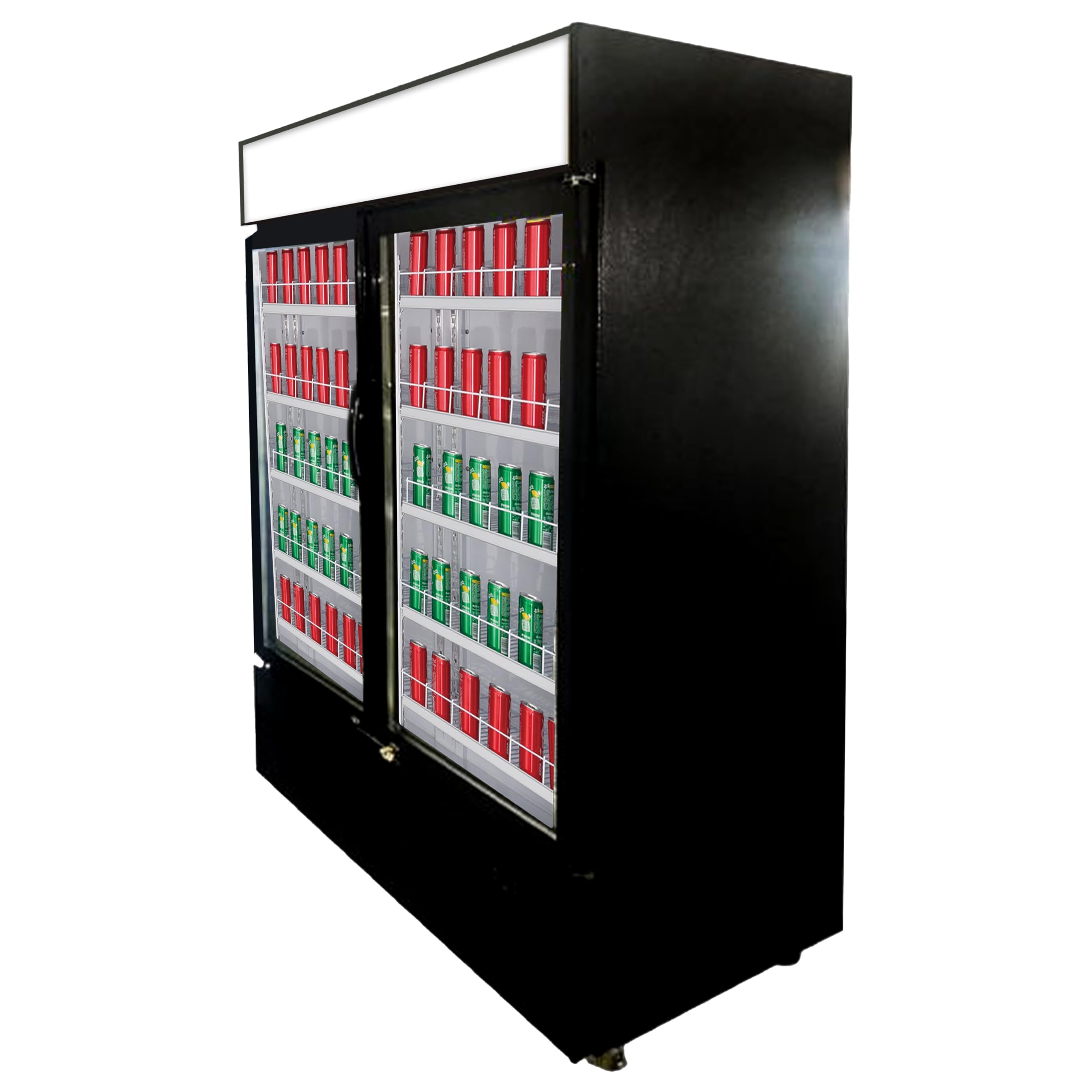 Elite Kitchen Supply Commercial Glass Door Merchandiser Refrigerator, 39.9 cu.ft, Double Door Display Cooler, Black, LED Lighting CDM-50R