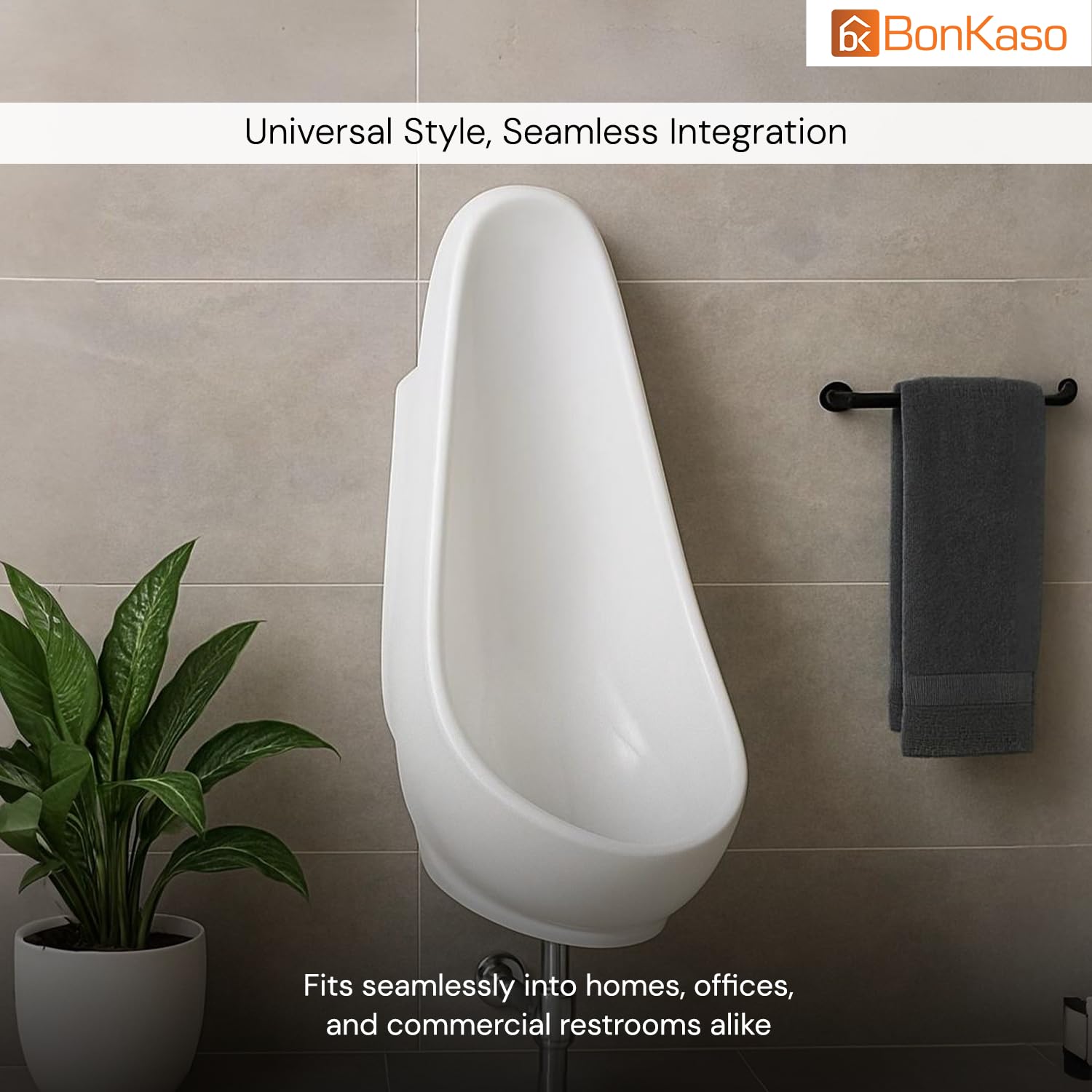 BonKaso White Ceramic Wall Mount/Hung Urinal for Men and Boys | Size (12.4 x 10 x 20 Inches) | Premium Designer Urinal Pot for Gents | Modern Sanitary Ware for Bathroom/Washroom/Toilet 2