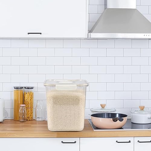 Miniatura 5 de Kiddream Dispensador de arroz hermético transparente de 22 libras, contenedor hermético para almacenamiento de alimentos, juego de 1