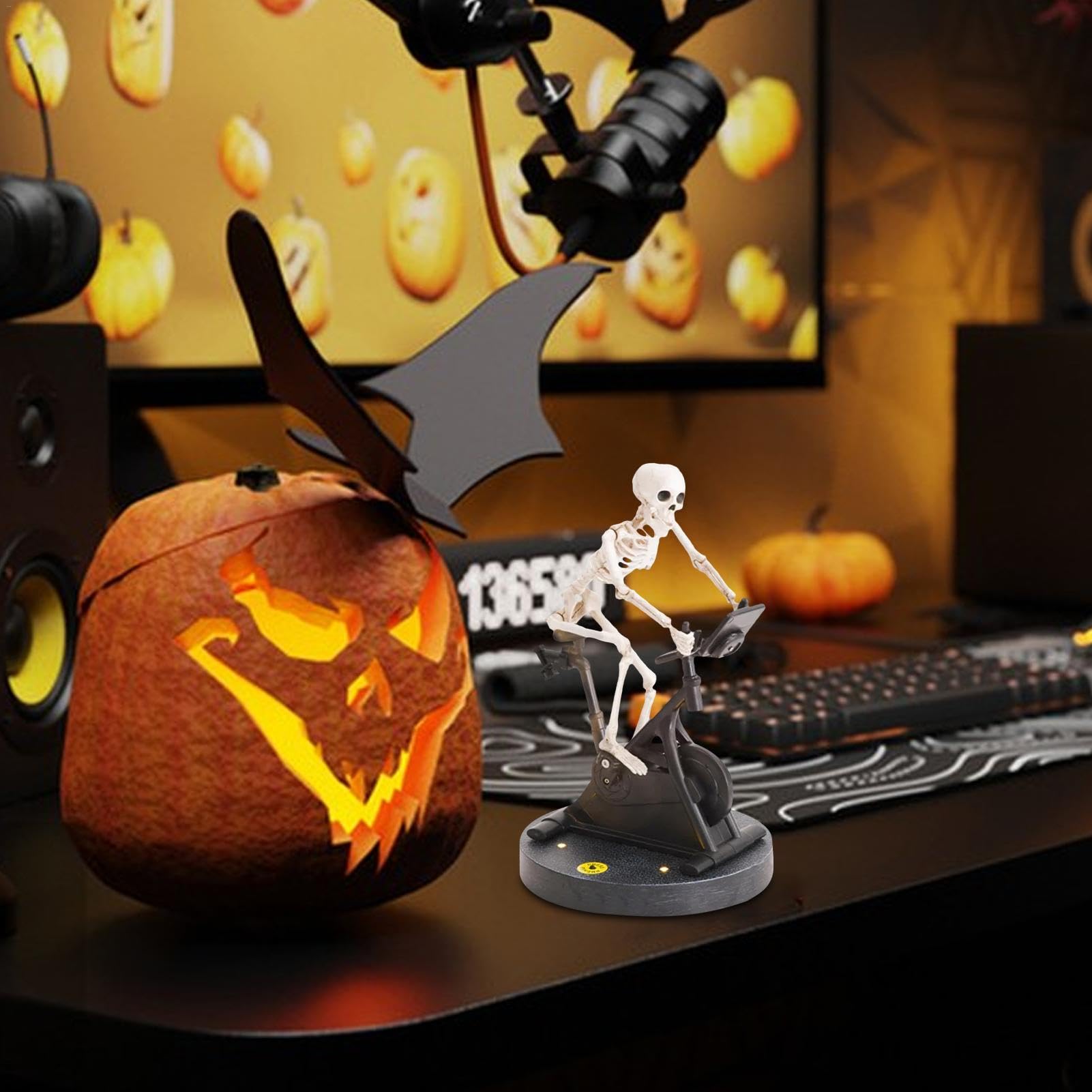 Animiertes Skelett Auf Fahrrad - Lustige Halloween Deko Für Tisch & Regal