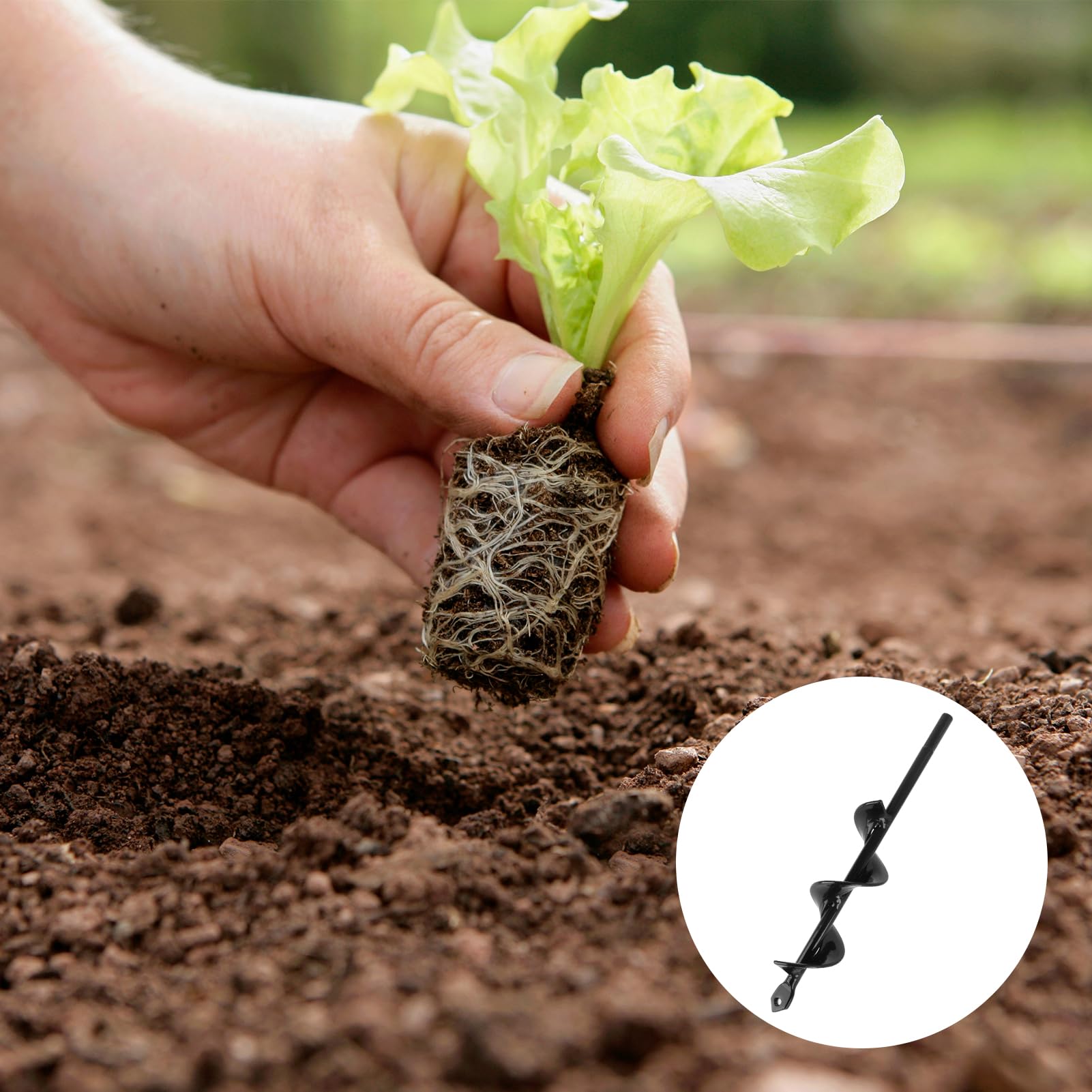 Foret hélicoïdal de Jardinage, 4x22cm, Mèche Tarière pour Perceuse, Jardin Tarière pour Perceuse électrique, pour Plantation de Bulbes, Fleurs, Compatible avec la Plupart des Perceuses
