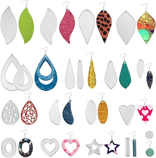 OOTSR 19 Pieces Earring Cut Dies, Die Cuts for Making Earrings DIY Crafts, Leaf, Heart, Star and Droplets Shape