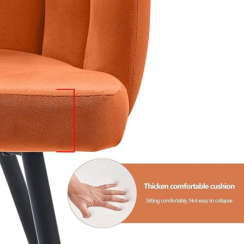 Miniatura 4 de CLIPOP Silla decorativa de barril para sala de estar, moderna silla de comedor de terciopelo para cocina, silla de tocador con patas de metal,