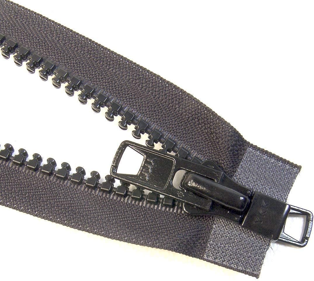 YKK Brand Zipper, Black #10 Separates at The Bottom, Marine Grade Metal Tab Slider, Heavy Duty (108" Inches)