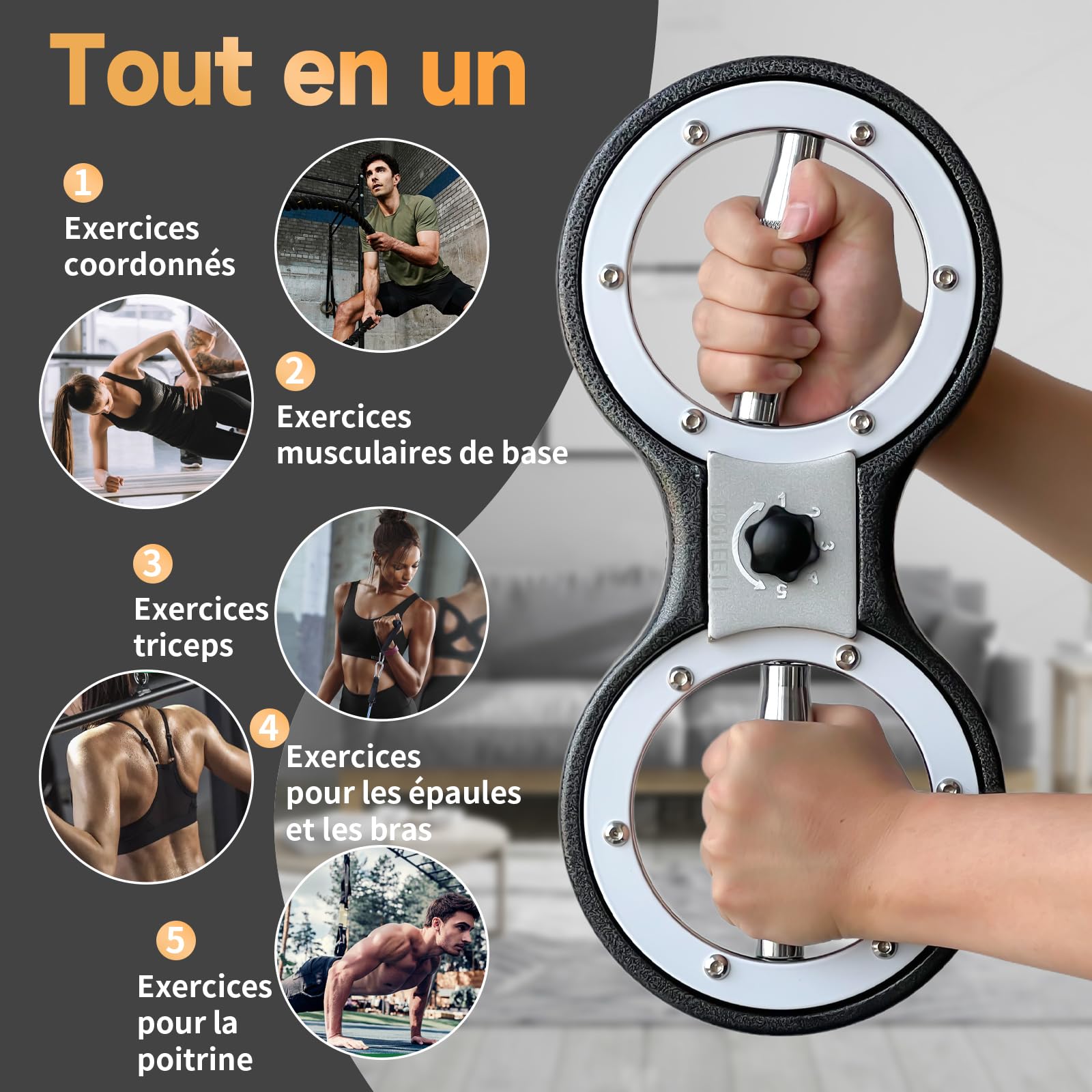 Machine à brûler 5.4kg Appareil d'exercice pour Les Bras Rotation à 360 degrés Appareil d'exercice pour Les Avant-Bras Résistance Réglable Multi-Fonctions Rotation Trainer Grip Trainer