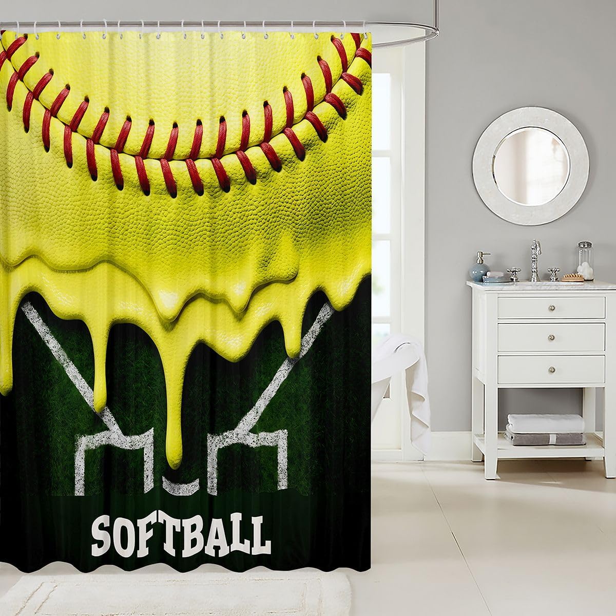 jejeloiu Softball Drip Shower Curtain for Bathroom Decor 72"x72" image 2