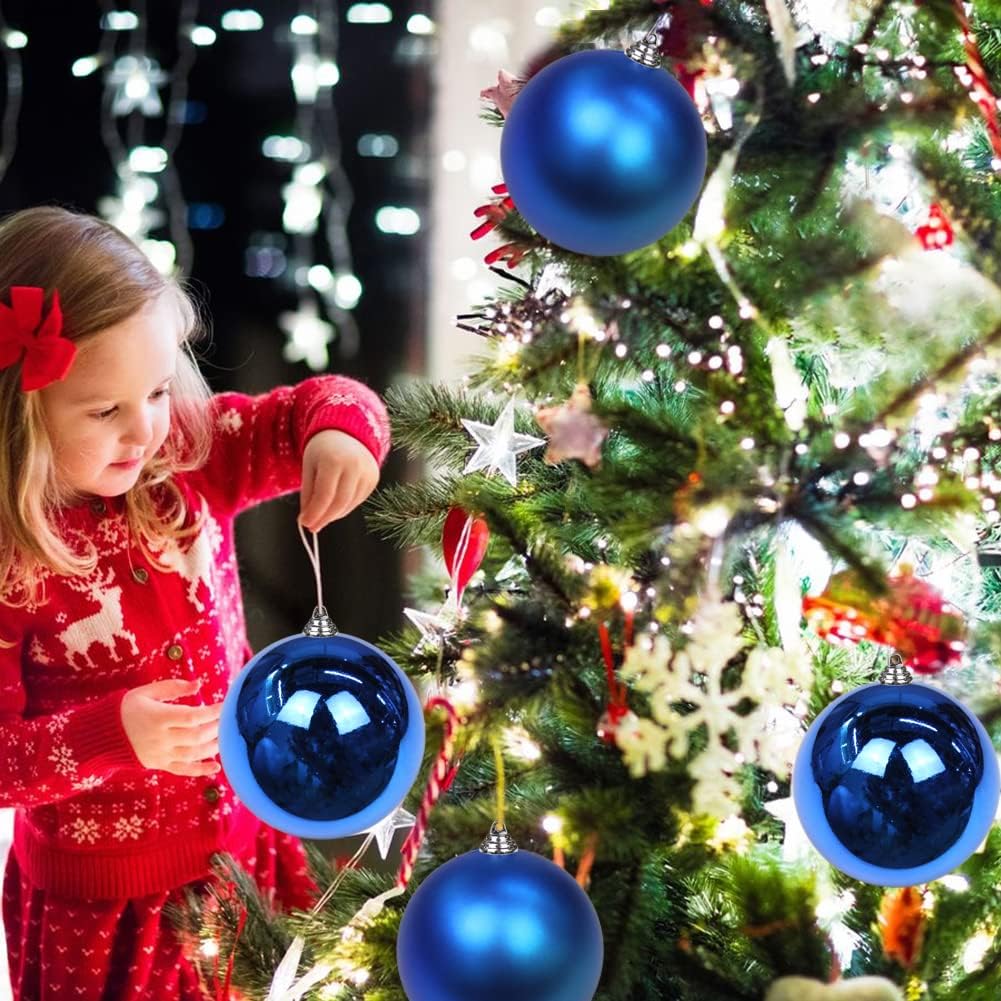 Christmas Ornament, Large Shatterproof Blue Plastic Hanging Ornaments, 5.9 (2pcs), Classic Style, Perfect for Christmas, Birthday, New Year, Anniversary, Valentine's Day