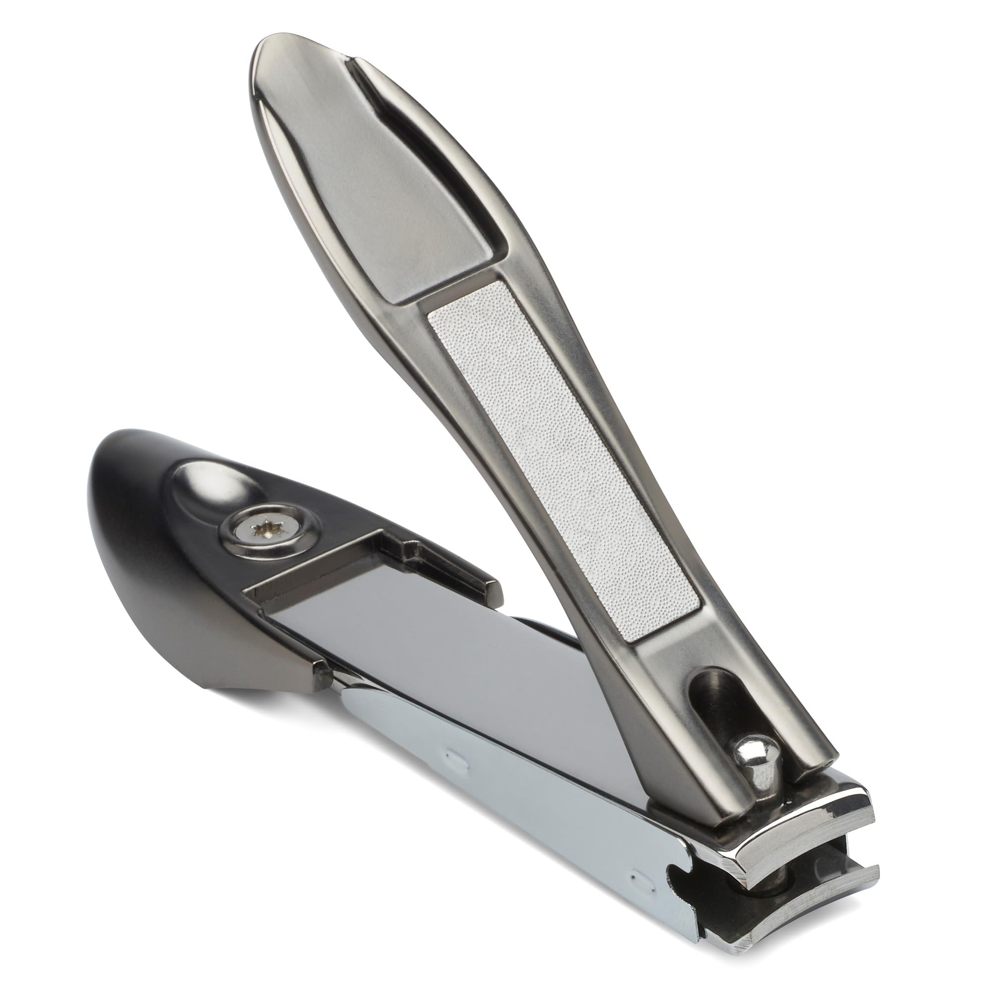 Nail Clippers with Catcher – KLIPP Heavy Duty Stainless Steel Fingernail and Toe Nail Cutter with Curved Surgical Blades and Built-in Nail File – Ergonomic Handle with Wide Jaws for Thick Nails 1