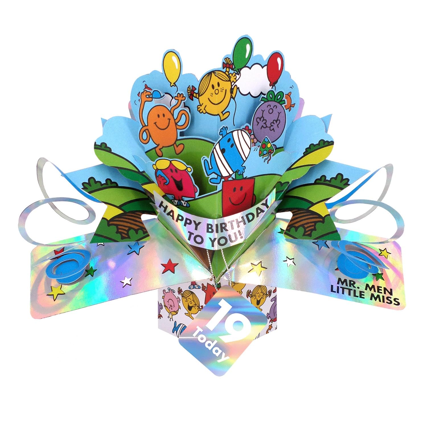 Second Nature Pop Ups Mr. Men Little Miss Happy Birthday To You 19 Today 3D Pop Up 19th Birthday Card Collectable Greeting Card - Vibrant Design, Nostalgic Characters, Eco-Friendly, Keepsake