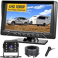FESIKE Wired RV Backup Camera Plug & Play 7 Inch 1080P HD Dual Channel 150° Wide Angle Night Vision IP69 for Trucks Trailers