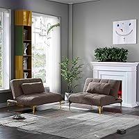 Vista 3 de Sofá cama convertible, sofá cama moderno con respaldo ajustable, patas de metal, sofá biplaza tapizado plegable, sofá seccional, asiento de espuma