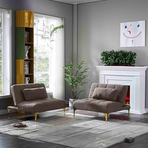 Miniatura 3 de Sofá cama convertible, sofá cama moderno con respaldo ajustable, patas de metal, sofá biplaza tapizado plegable, sofá seccional, asiento de espuma