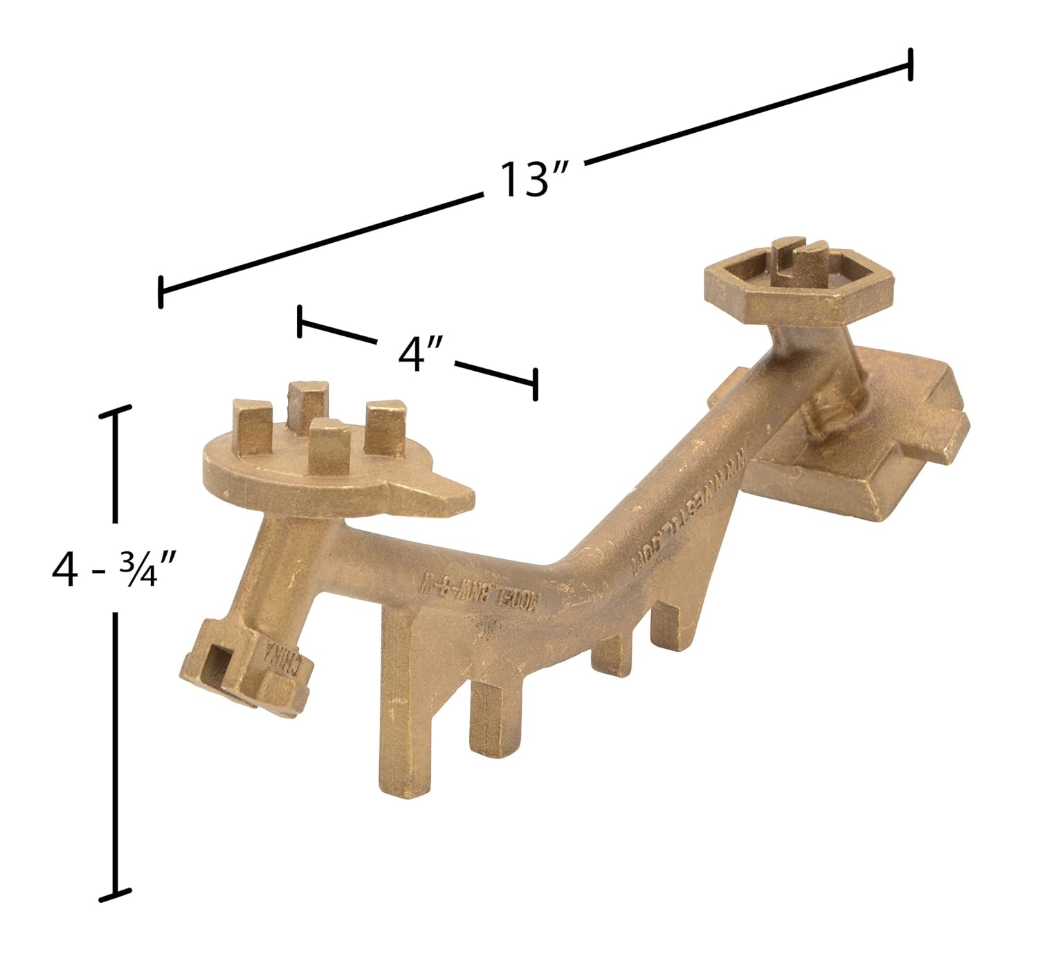 Vestil BNW-B-W Bronze Alloy Non-Sparking Angled Drum Bung Nut Wrench