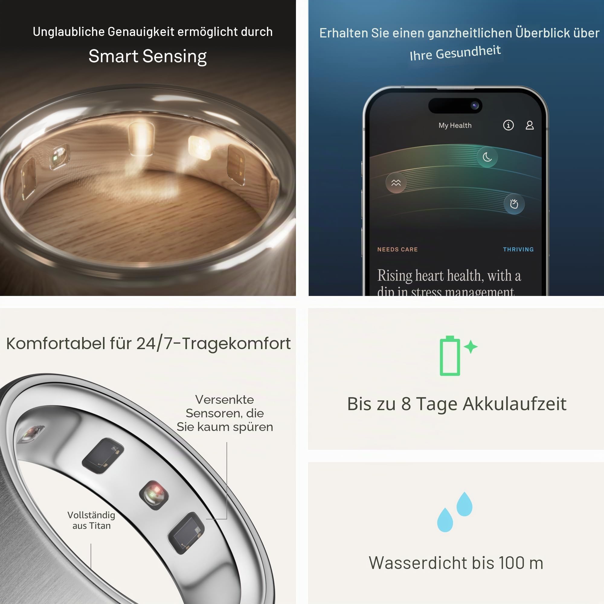 Oura Ring 4 - Gebürstetes Silber - Size 11 - Smart Ring | Measure First with Oura Ring 4 Sizing Kit | Sleep Tracking Wearable - Heart Rate - Fitness Tracker - Up to 8 Days Battery Life