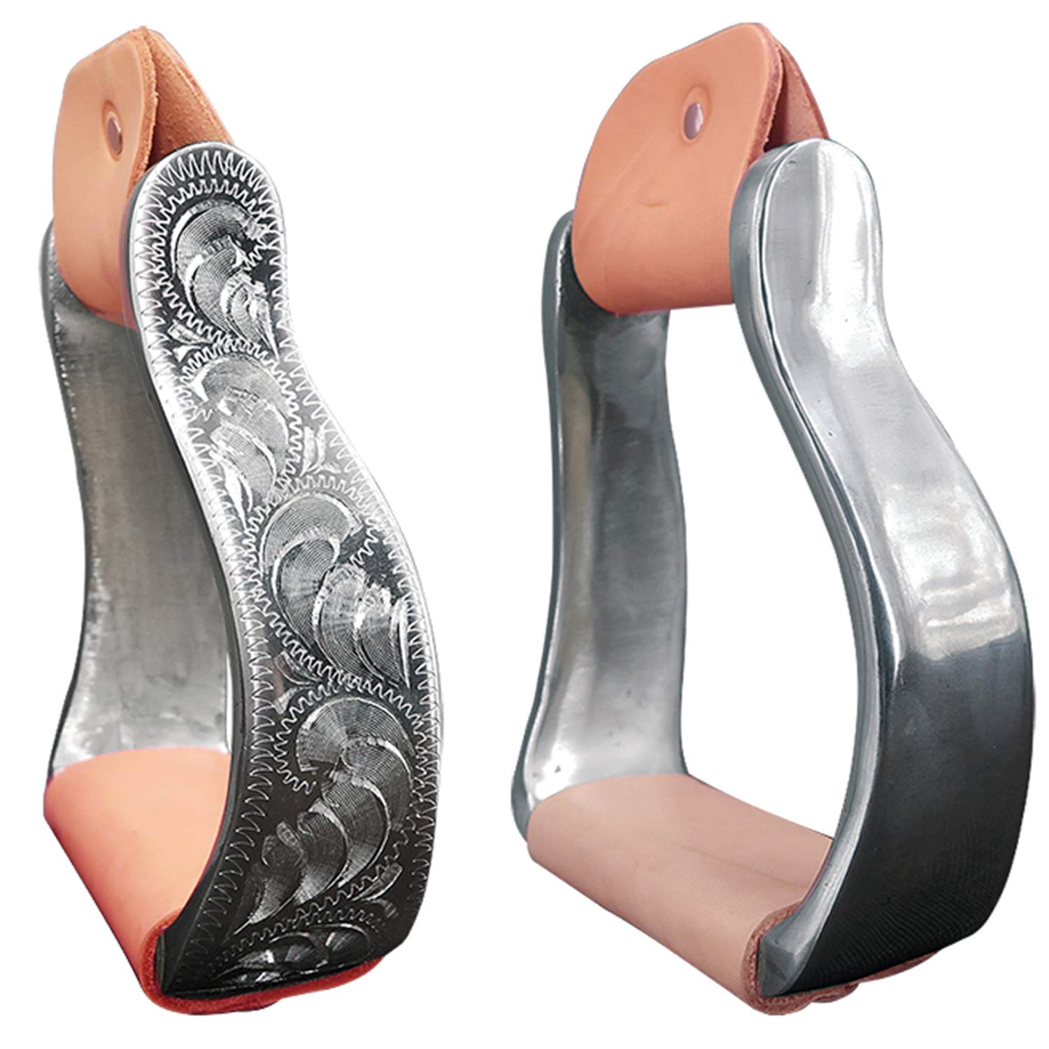 Staffe di Sicurezza per Sella - Staffe in Alluminio Stile Western avvolte in Pelle Bovina. Staffe in Alluminio Occidentale intagliate per impieghi gravosi, Confezione Regalo