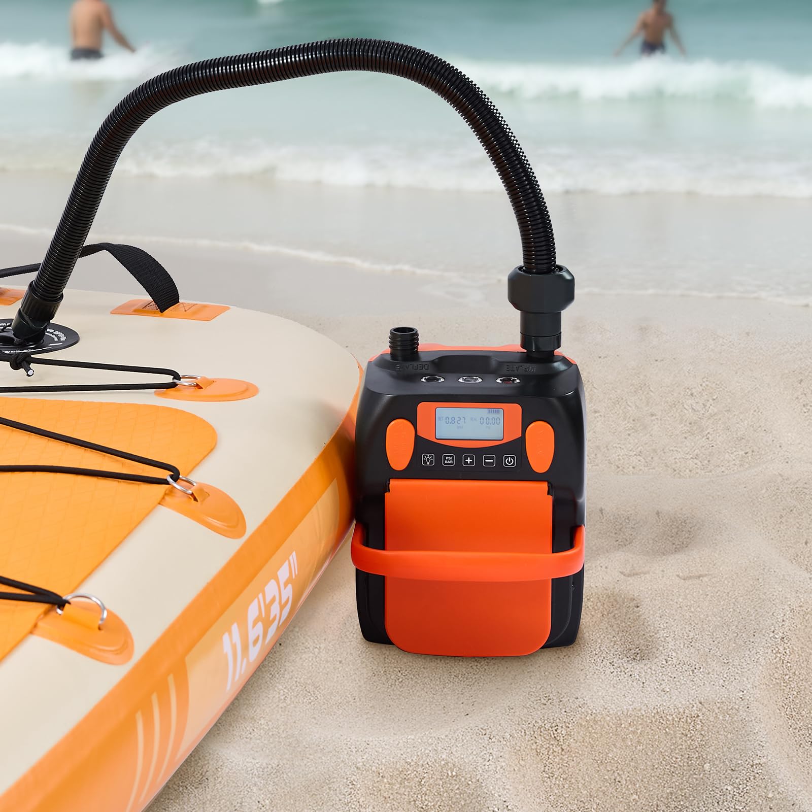 VEVOR Paddleboard Pumpe mit USB-Ausgang, zweistufige elektrische SUP-Luftpumpe mit automatischer Abschaltung & LED Licht, Aufblasen & Entleeren ideal für aufblasbare Paddleboards Zelte
