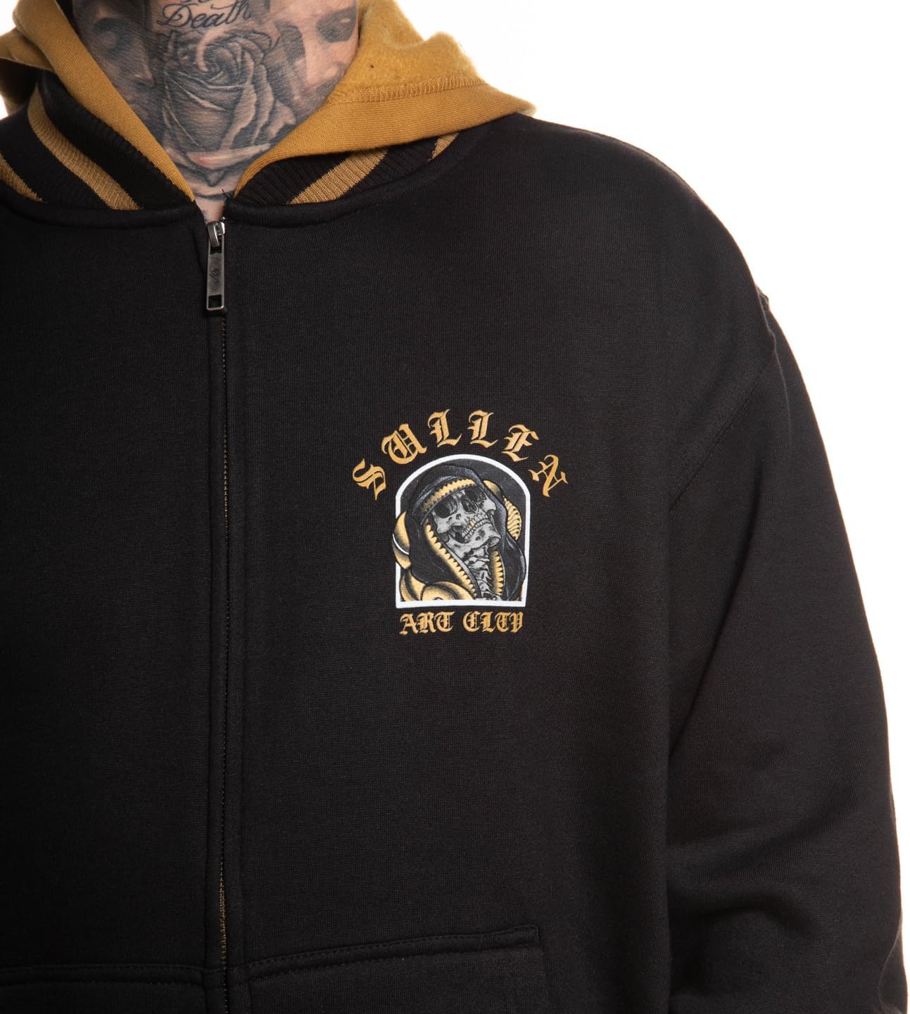 Sullen Men's Ruben Banez Tattoo Lifestyle Graphic Long Sleeve Zip Up Hooded Fleece Sweatshirt - Image 4