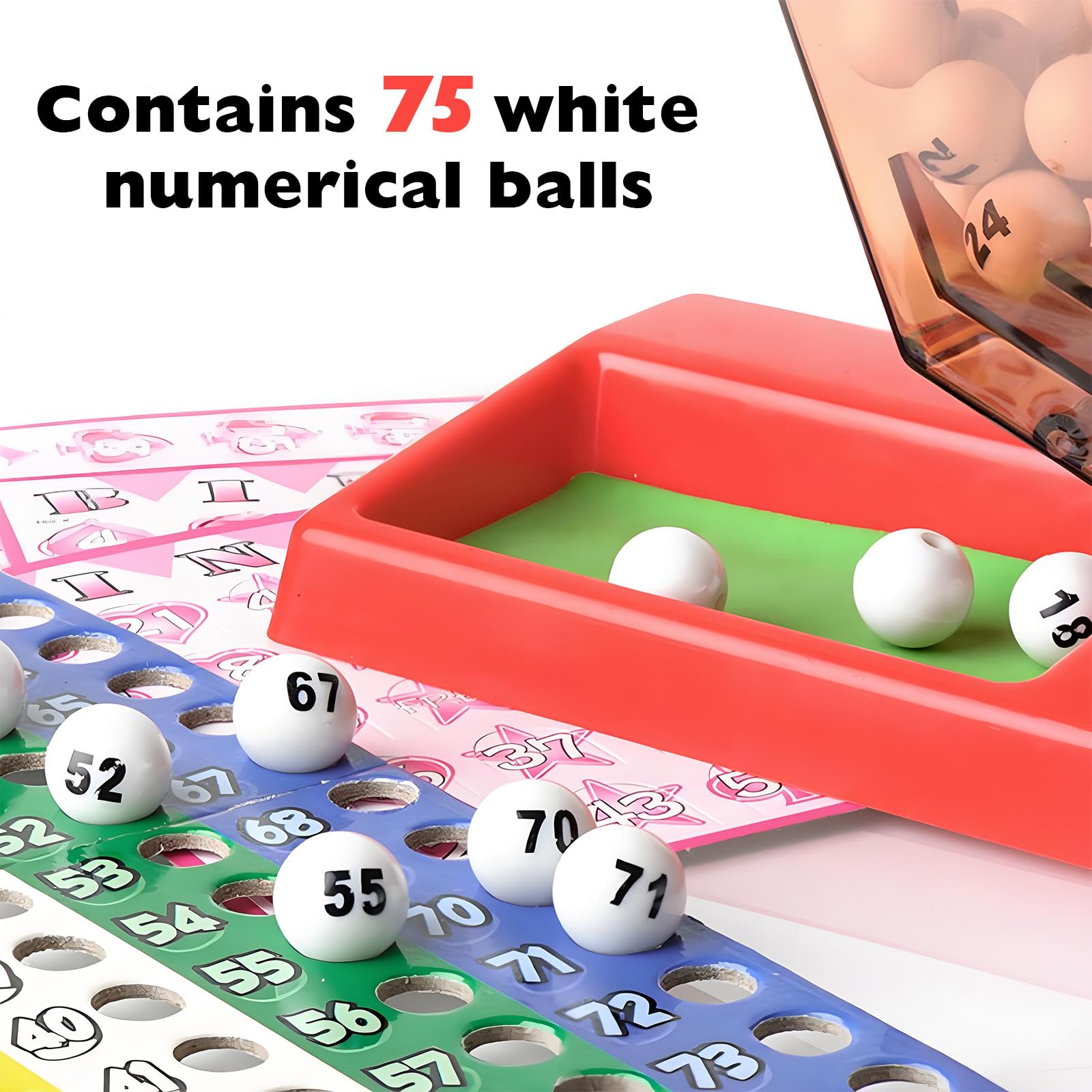Veemoon 75pcs Bingo Balls Numbered Raffle Balls for Parties Activities Group Games Night Replacements, White, 1.50X1.50X1.50CM - Image 2