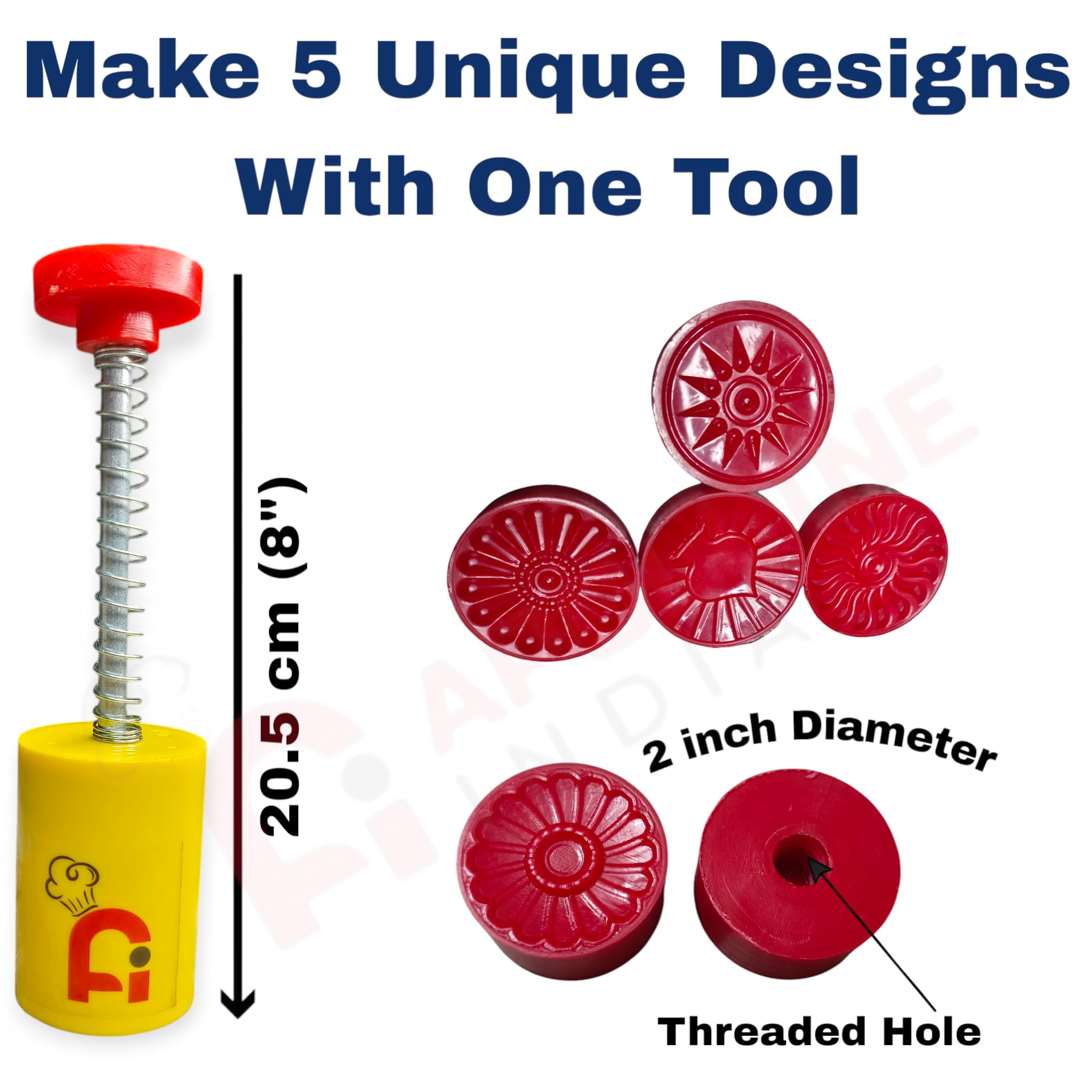 APOLLINE INDIA® 2 Inch Press Peda Maker Stamp Chaap for Mawa Penda Sweets Stamping Cutter, Plastic (Round Shape) Pack of 1 1