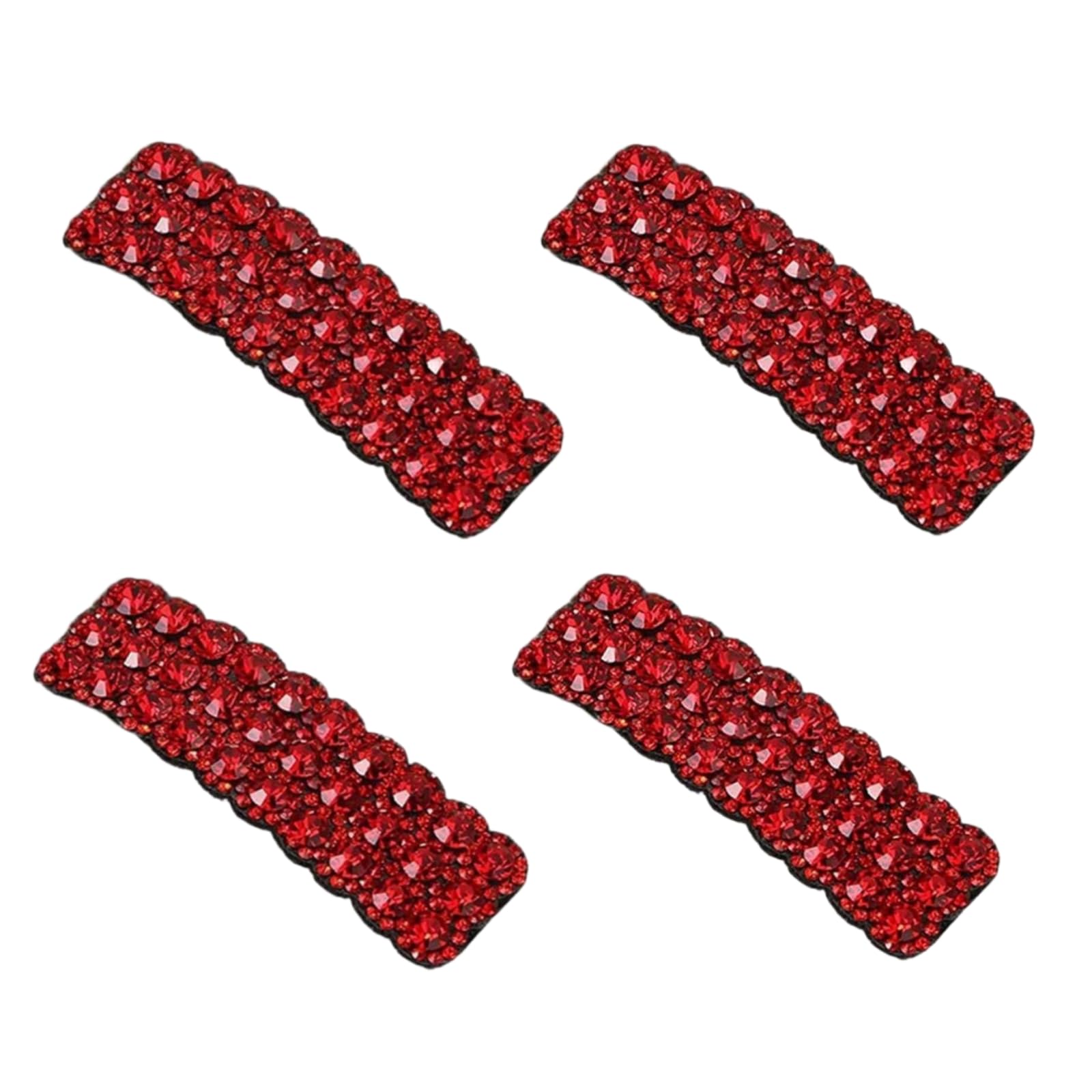 Muiltvoe 4pcs Red Rhinestones Korean Style Hair Clips,Rectangular Hairpins Shiny Luxury Hairpins Wedding Rhinestone Hair Clips, Barrettes Hair Accessories for Women Girls,Hair Care
