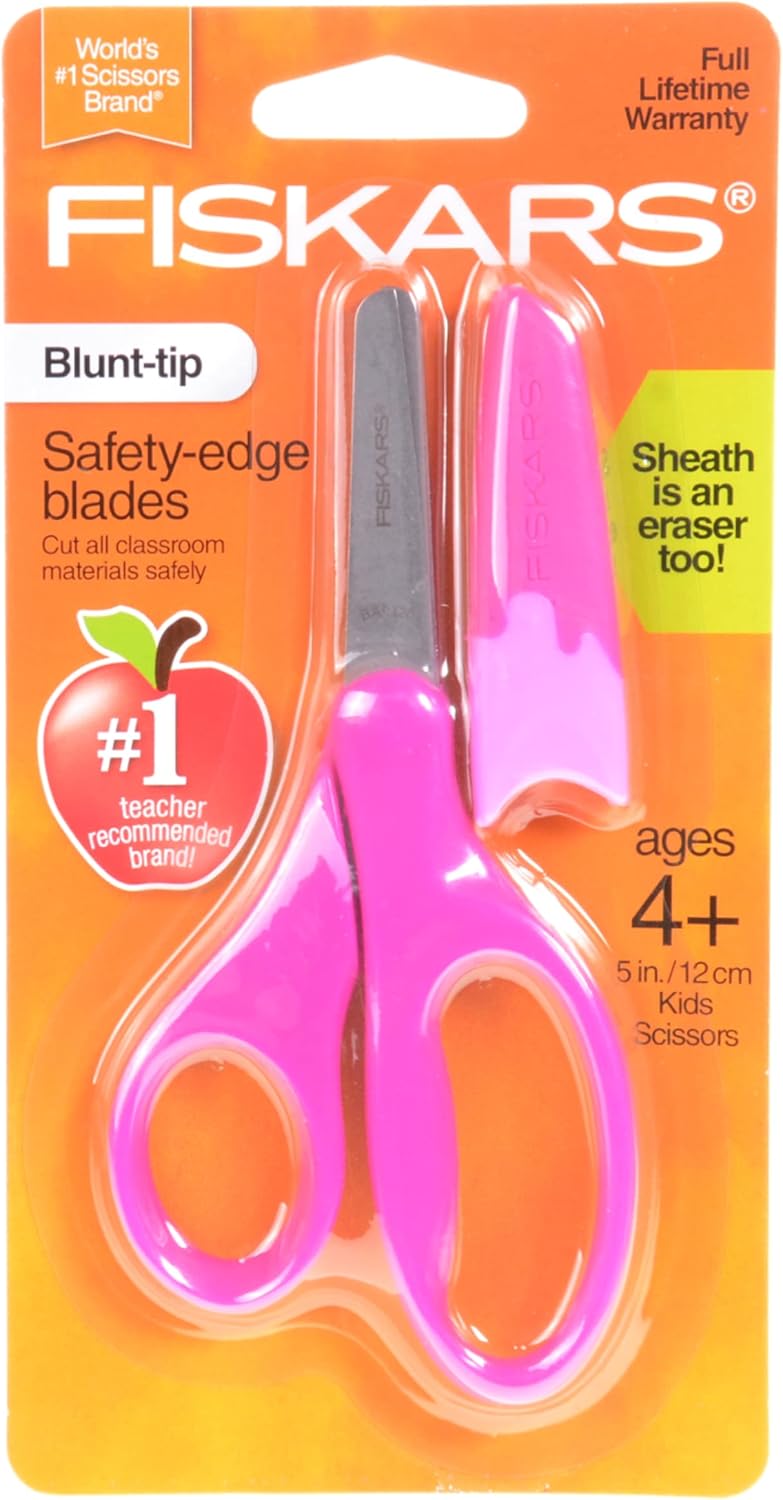Fiskars Scissors Blunttip SafetyEdge Blades w/Sheath (Hot Pink) Arts, Crafts