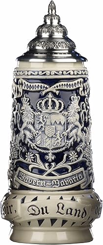 Jarra de cerveza alemana King Bavaria gris, jarra de 0,5 litros, taza de cerveza KI 393-SG 0,5L Bayern.