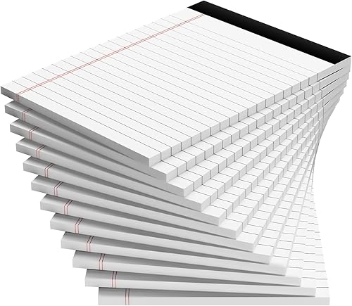 Paquete de 12 blocs de notas de 4 x 6 pulgadas, mini bloc legal blanco, bloc de notas pequeñas, bloc de notas de papel rayado universitario, blocs
