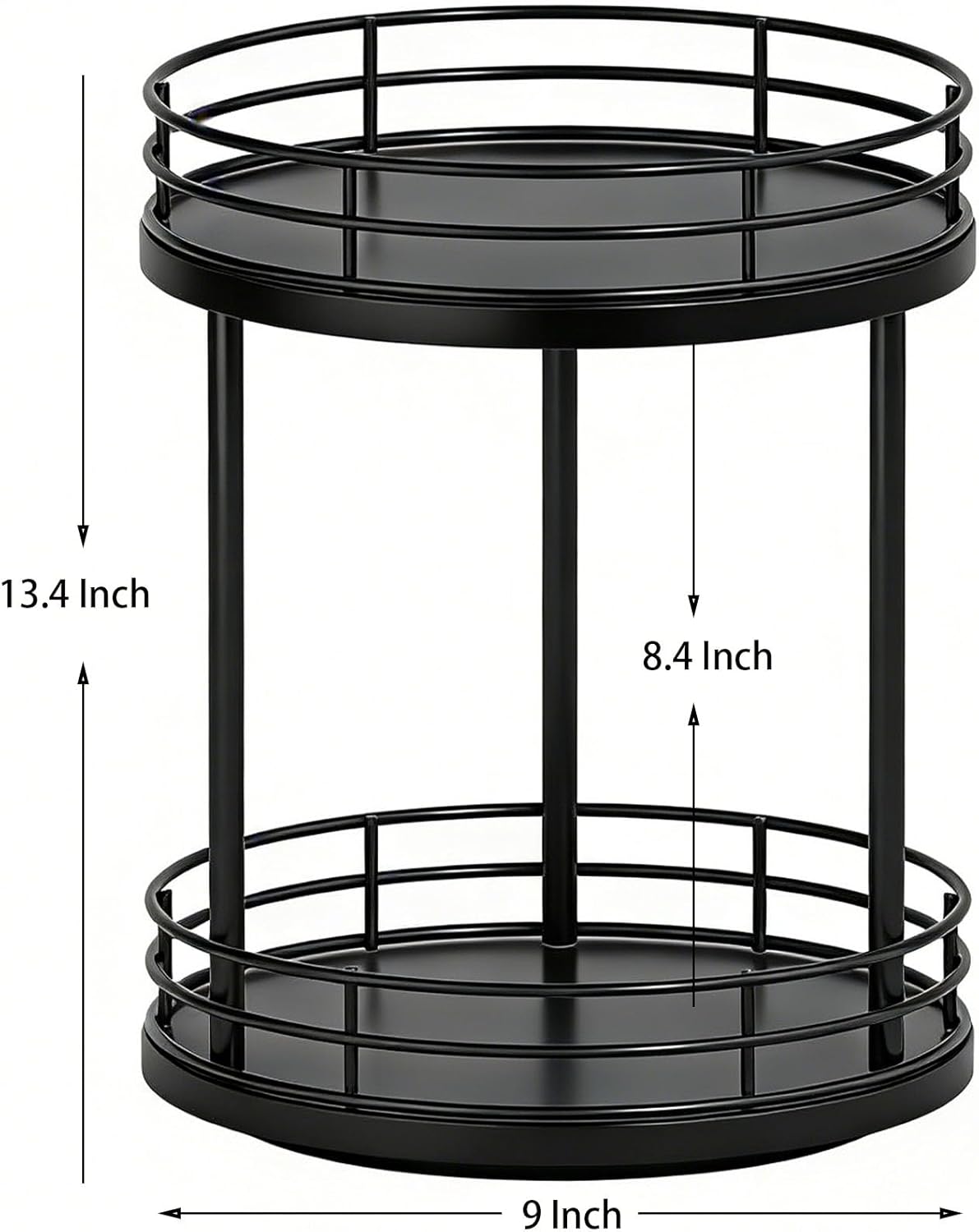 Bathroom Organizer Countertop, 2 Tier Rotating Makeup Organizer Countertop for Vanity, Wooden Bathroom Counter Storage Shelf, Lazy Susan Turntable for Perfume, Skincare, Cosmetic (Black)