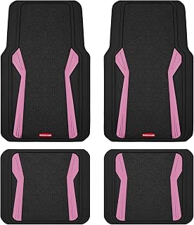 Rubbermaid Car Floor Mats Full Set, Premium Heavy Duty All-Weather Car Mats– Rugged Rubber with Brushed Aluminum Inserts, ...