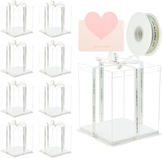 10x10x12Inch Clear Cake Box 8Pcs Tall Cake Boxes Treat Boxes Cake Transport Container Tall Cake Carrier for Transport Gift Box Display Case cajas para pasteles White