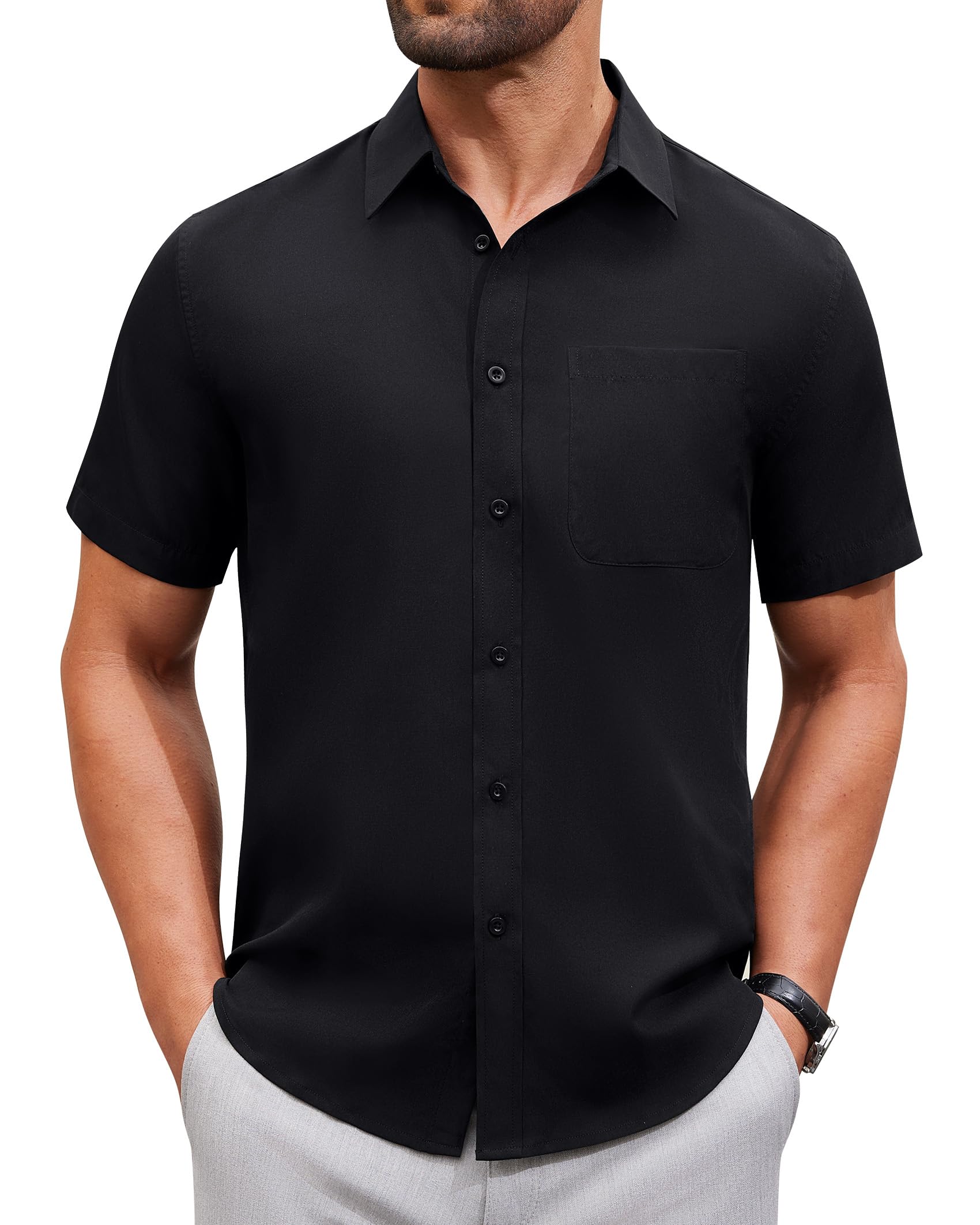 Alimens & Gentle Men's Short Sleeve Dress Shirt