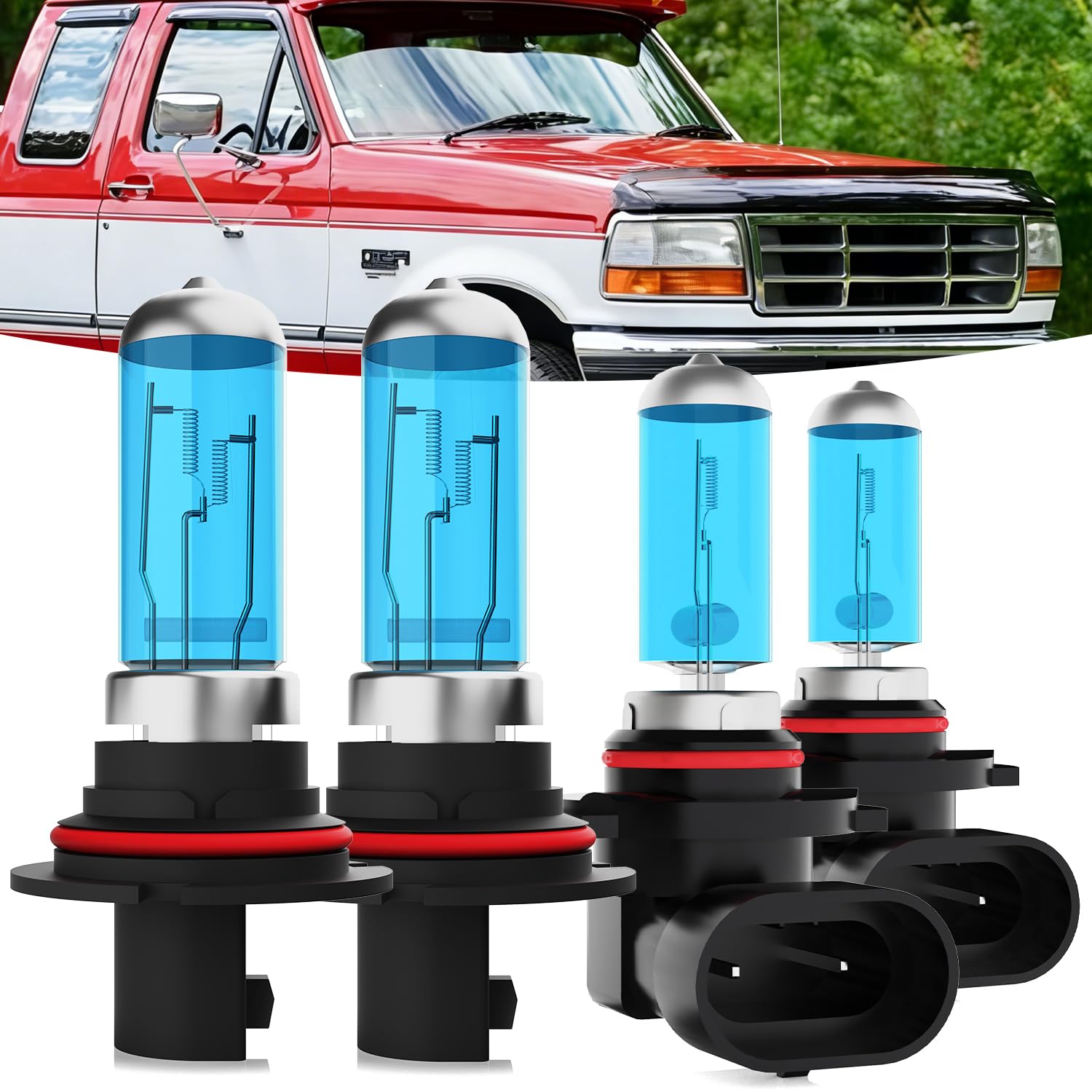 Halogen Headlights Fit for Ford F250 1997-1999 Headlight Bulbs,9007/HB5 High/Low Beam + 9006 Fog Light Bright Light Combo,Plug And Play,Pack of 4 (Ford F250 1997-1999)